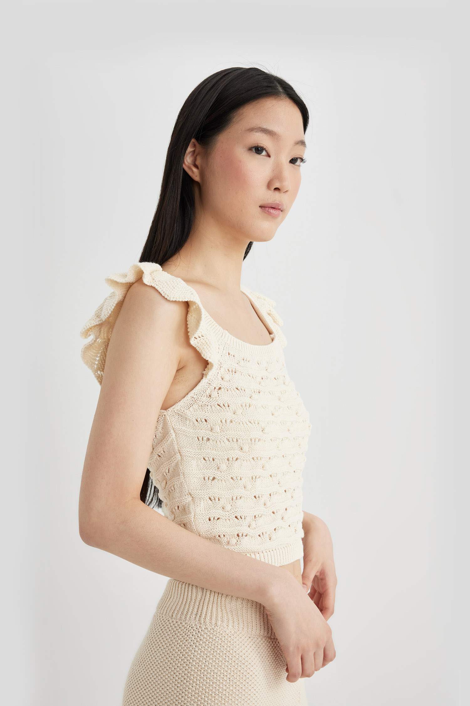 Crop Kare Yaka Ajur Triko Atlet