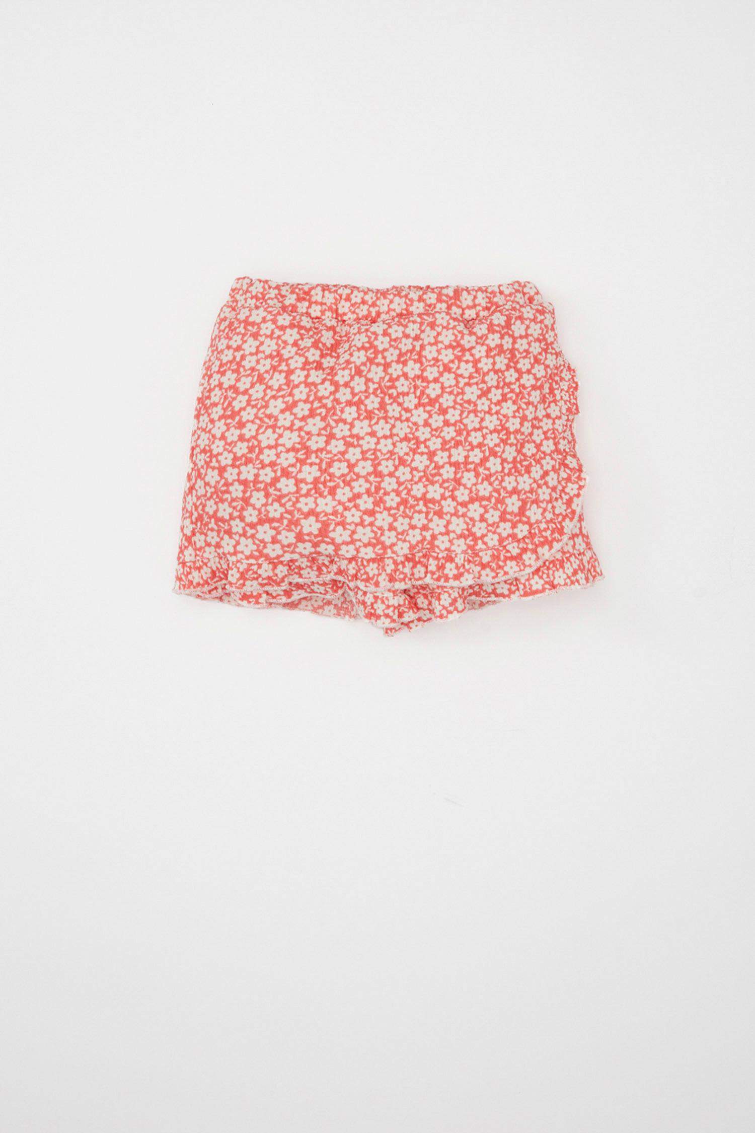 طقم بناتي تي شيرت بنقشة الزهور وتنورة - قطعتين