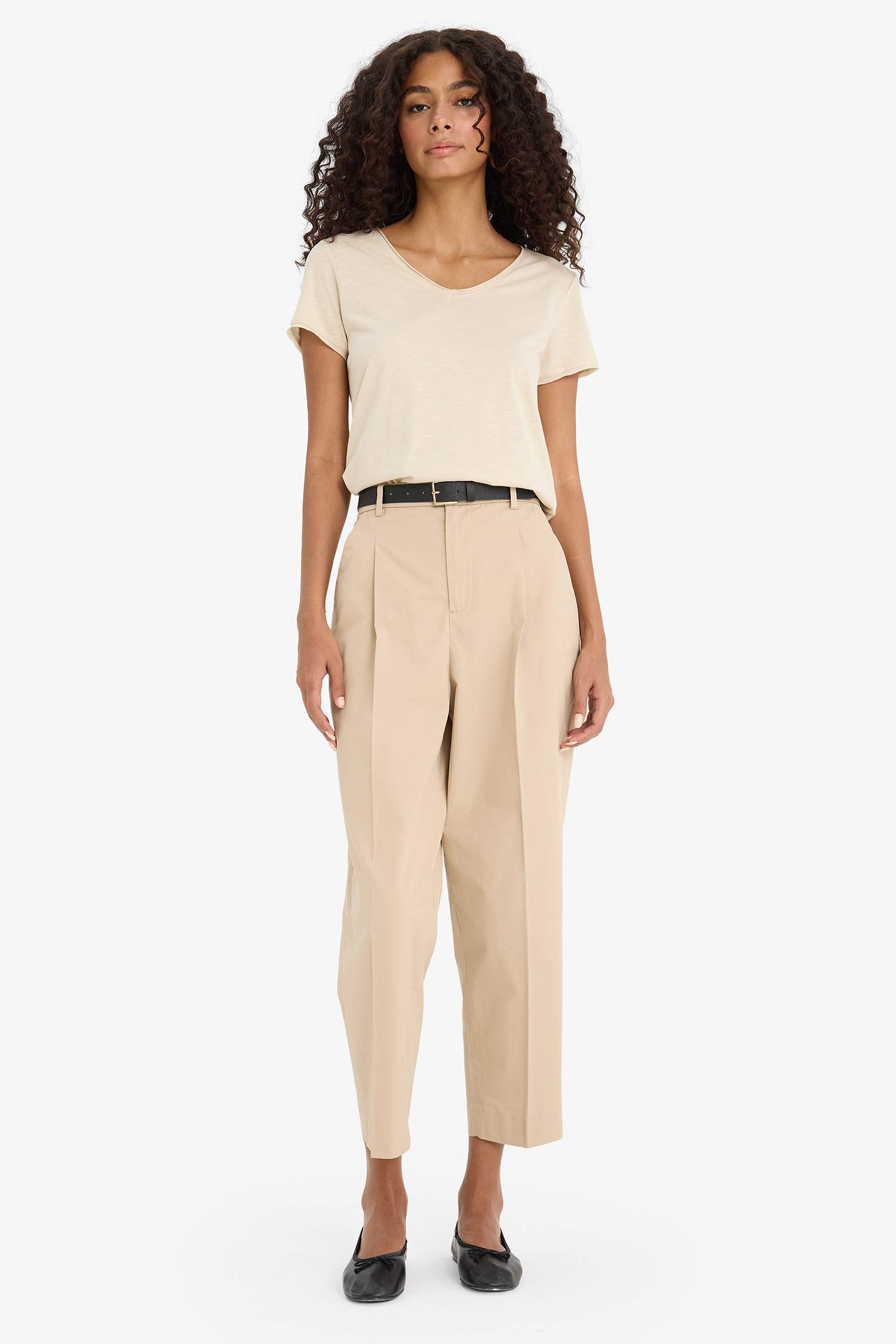 T-shirt à col V et manches courtes Coupe régulière