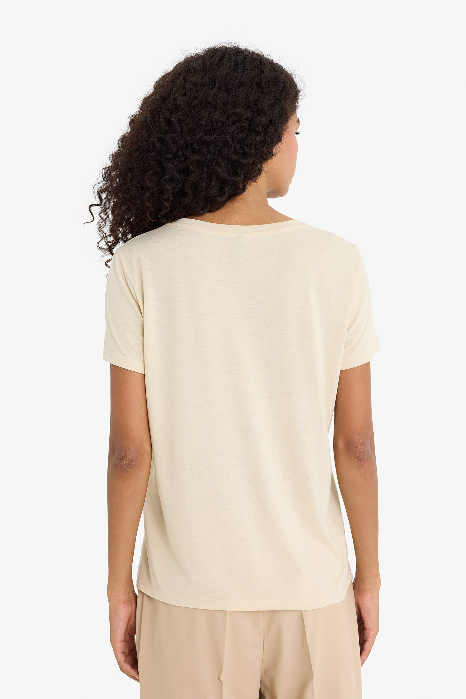 T-shirt à col V et manches courtes Coupe régulière