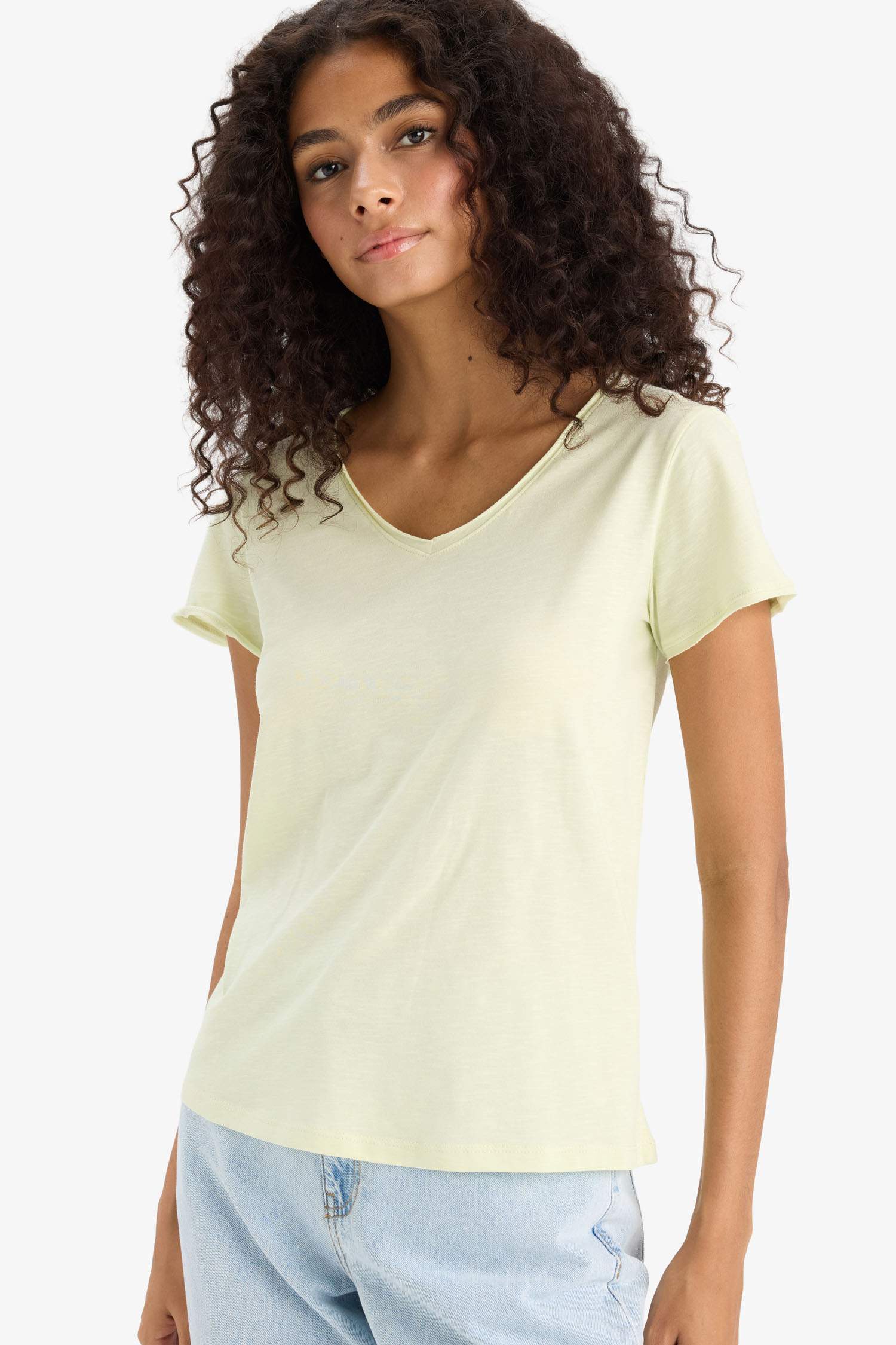 T-shirt à manches courtes et col V Coupe régulière