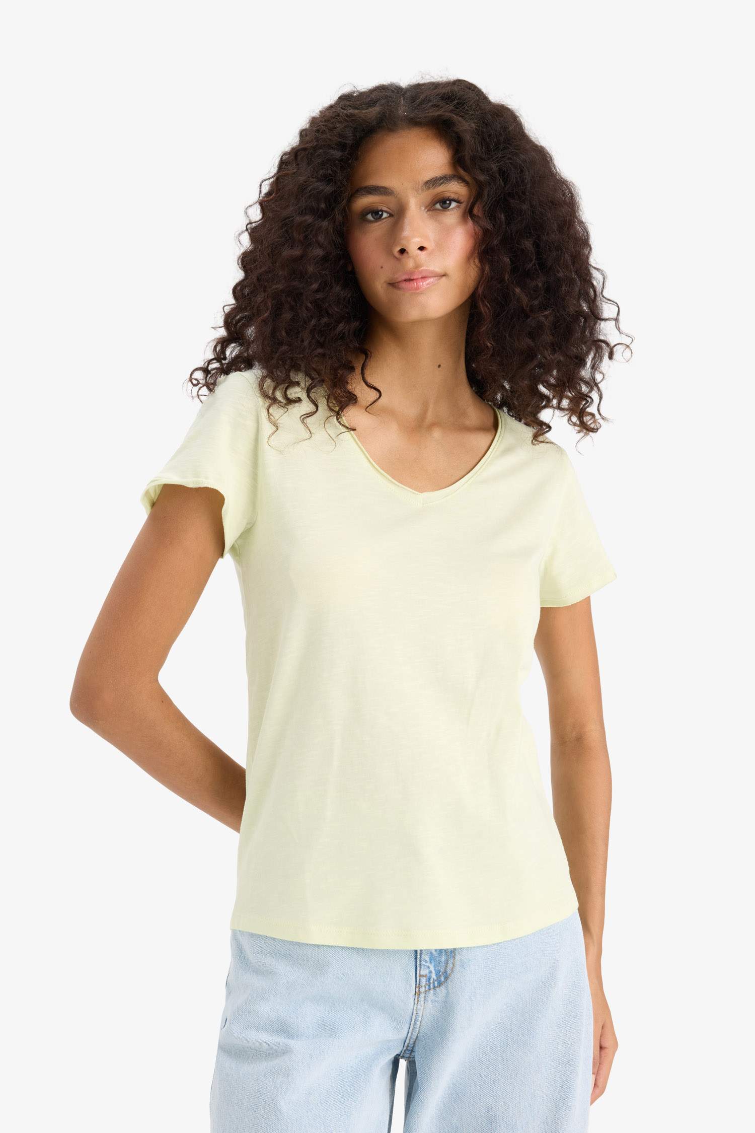 T-shirt à manches courtes et col V Coupe régulière