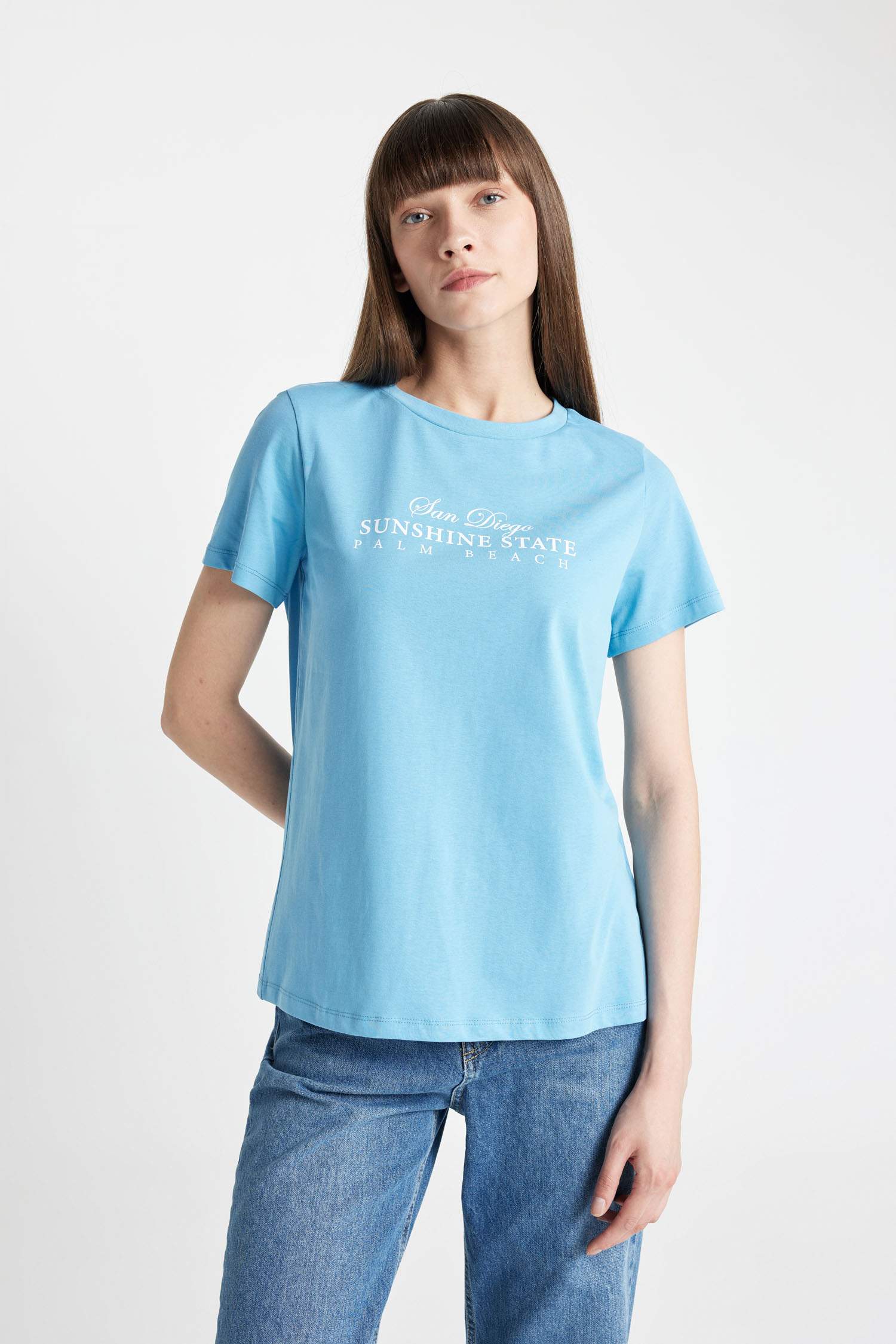 T-Shirt À Manches Courtes Coupe Régulière Col Ras Du Cou