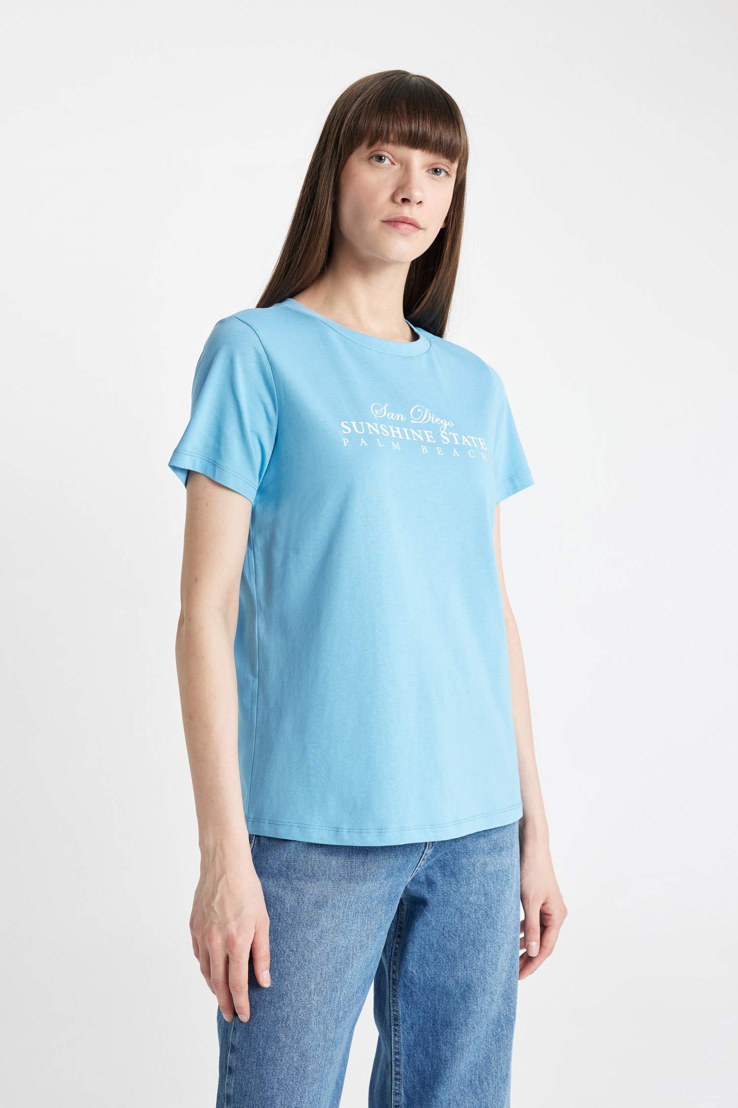 T-Shirt À Manches Courtes Coupe Régulière Col Ras Du Cou