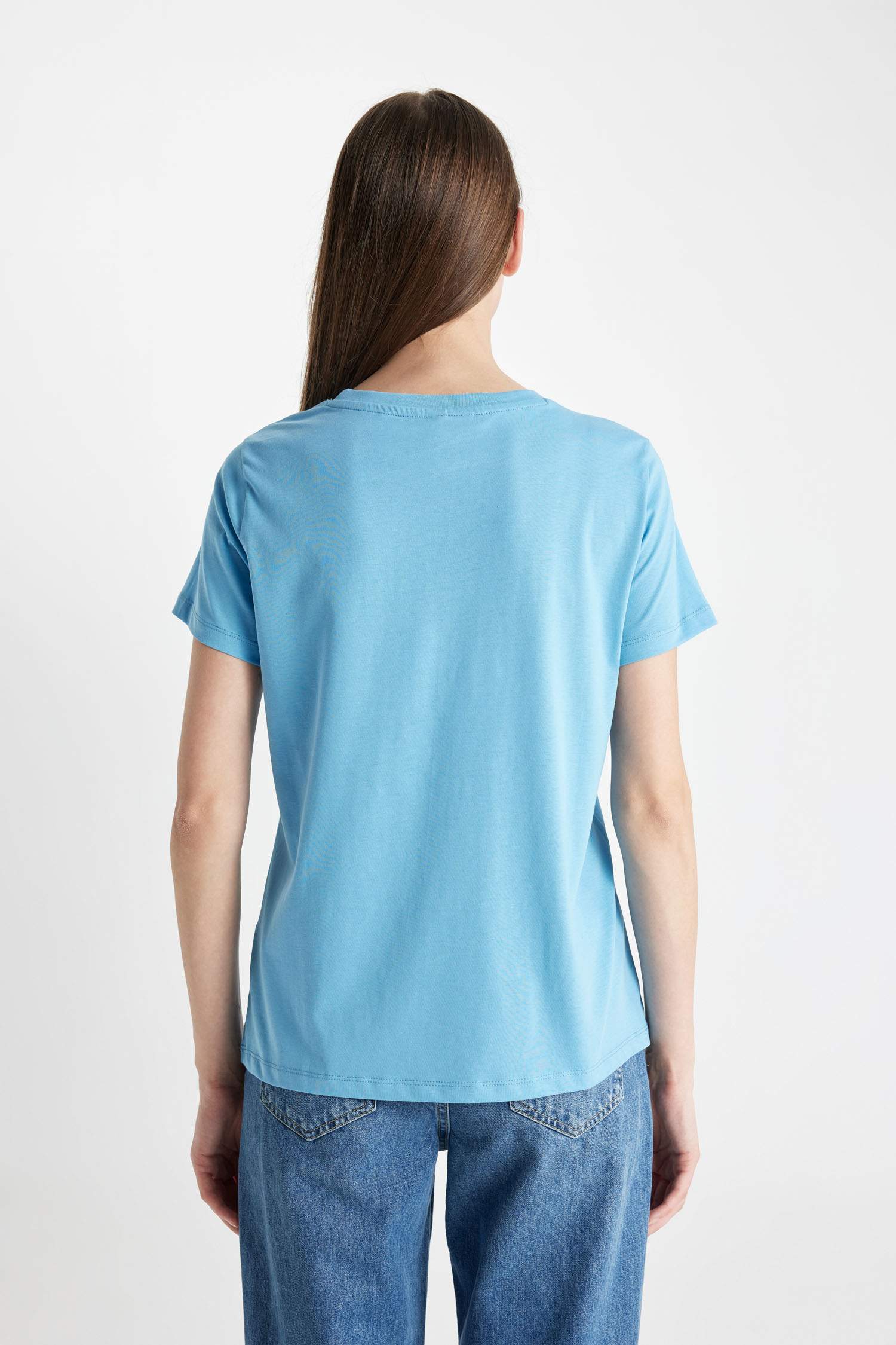 T-Shirt À Manches Courtes Coupe Régulière Col Ras Du Cou