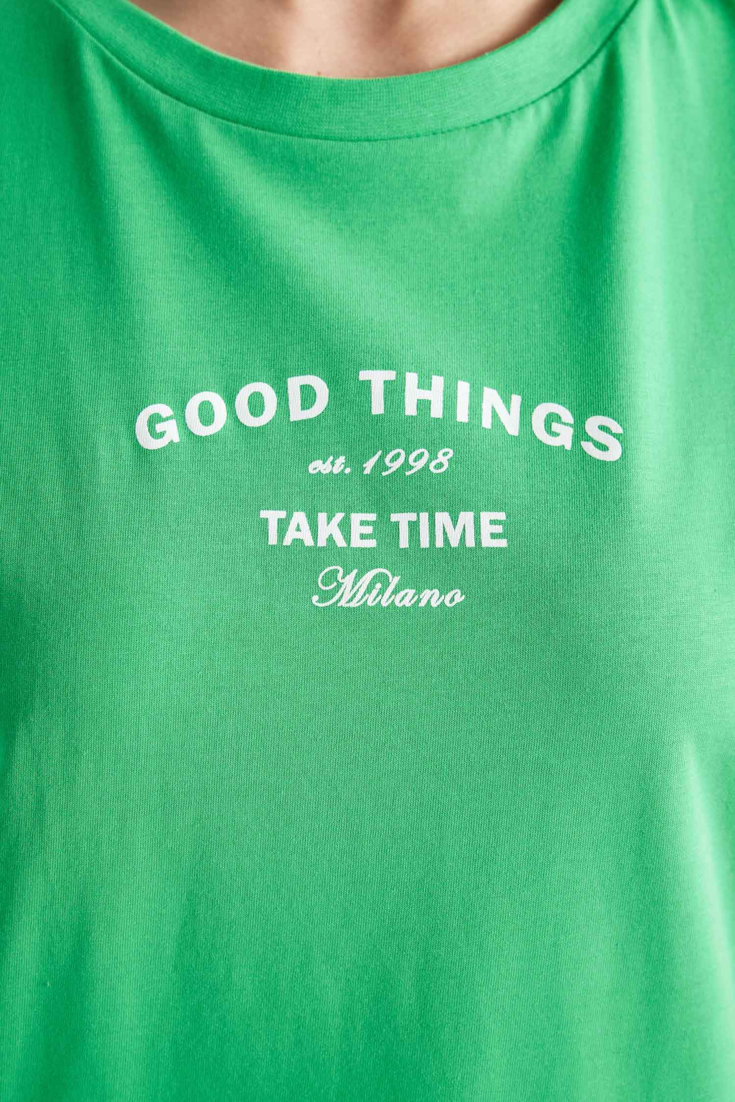 Regular Fit Crew Neck Slogan Printed T-Shirt