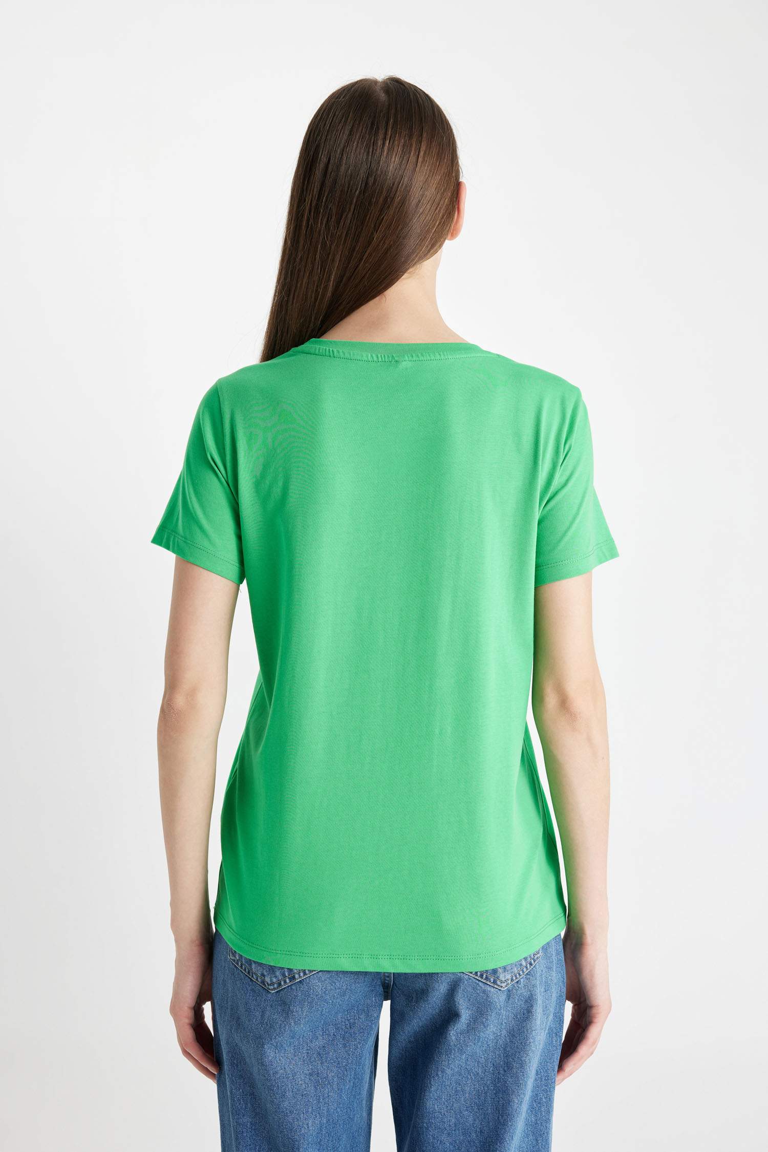 Regular Fit Crew Neck Slogan Printed T-Shirt