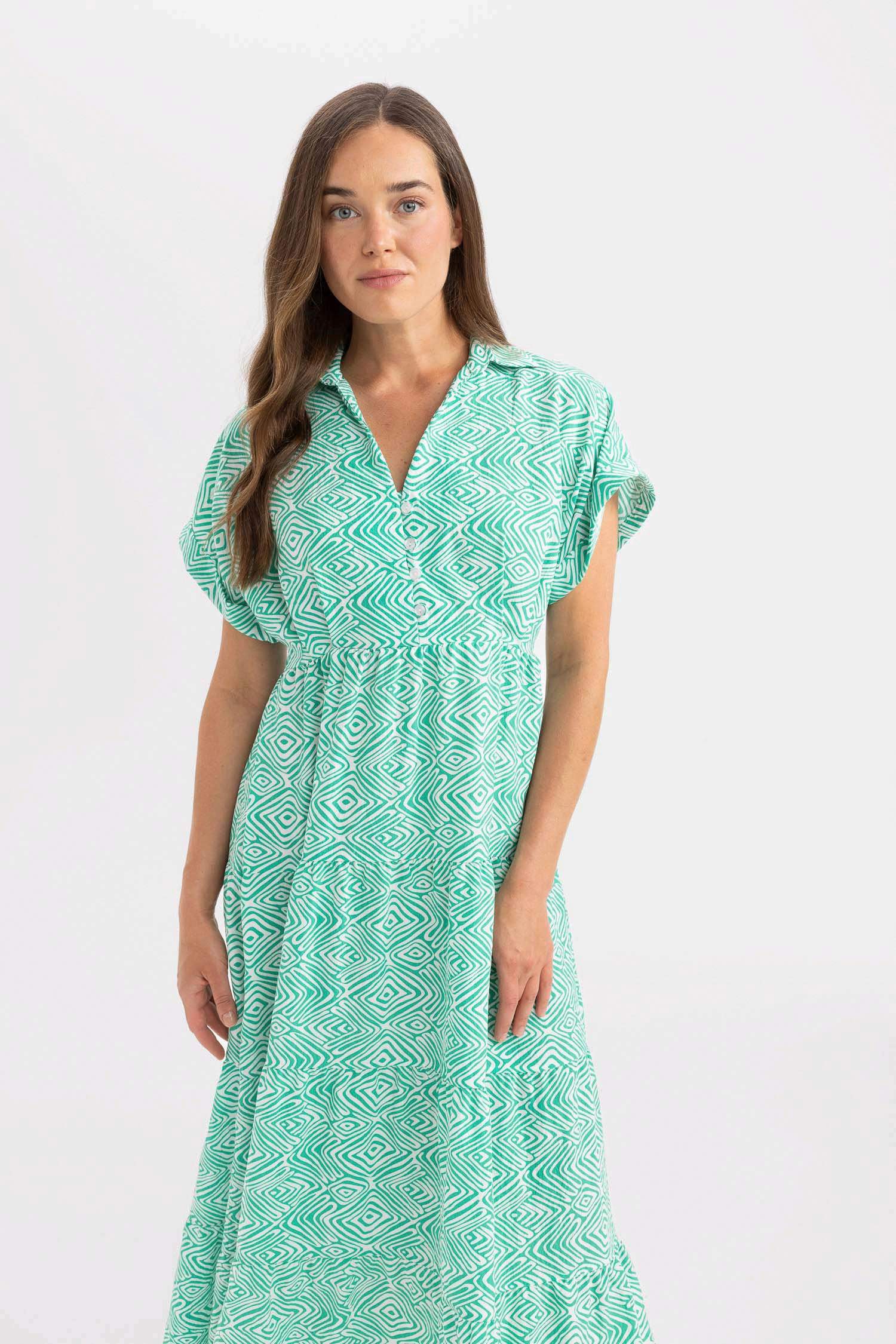 فستان طويل فيسكوز نص ردن بياخة قميص