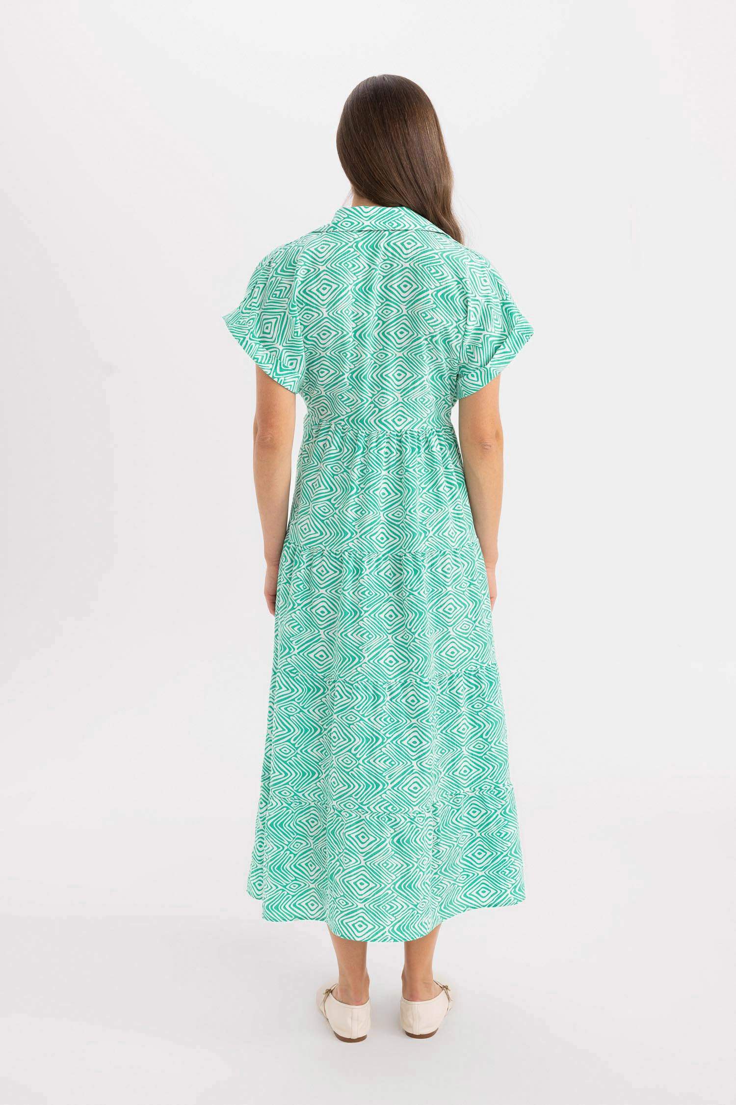 فستان طويل فيسكوز نص ردن بياخة قميص