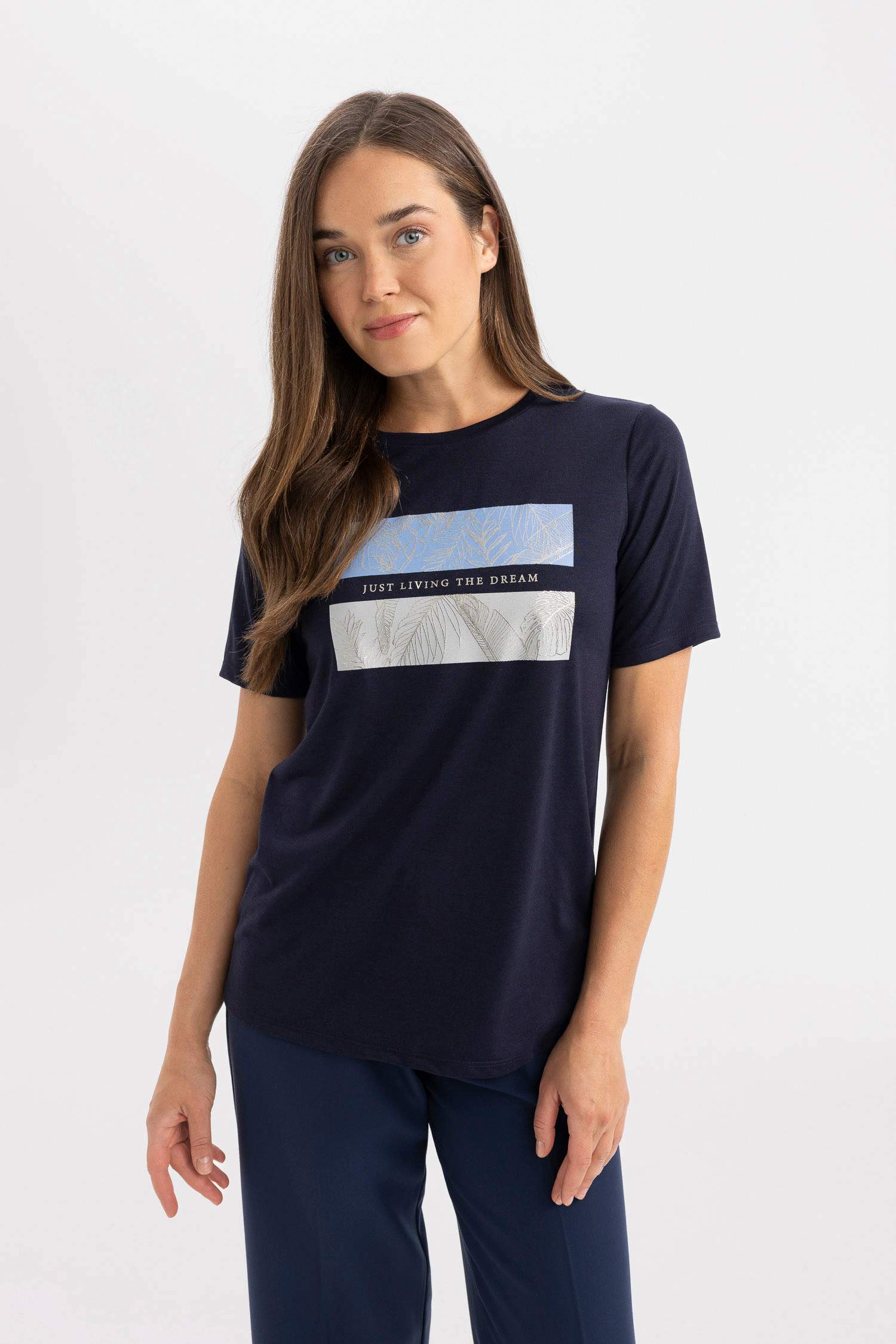 T-Shirt À Manches Courtes Coupe Régulière Col Ras Du Cou