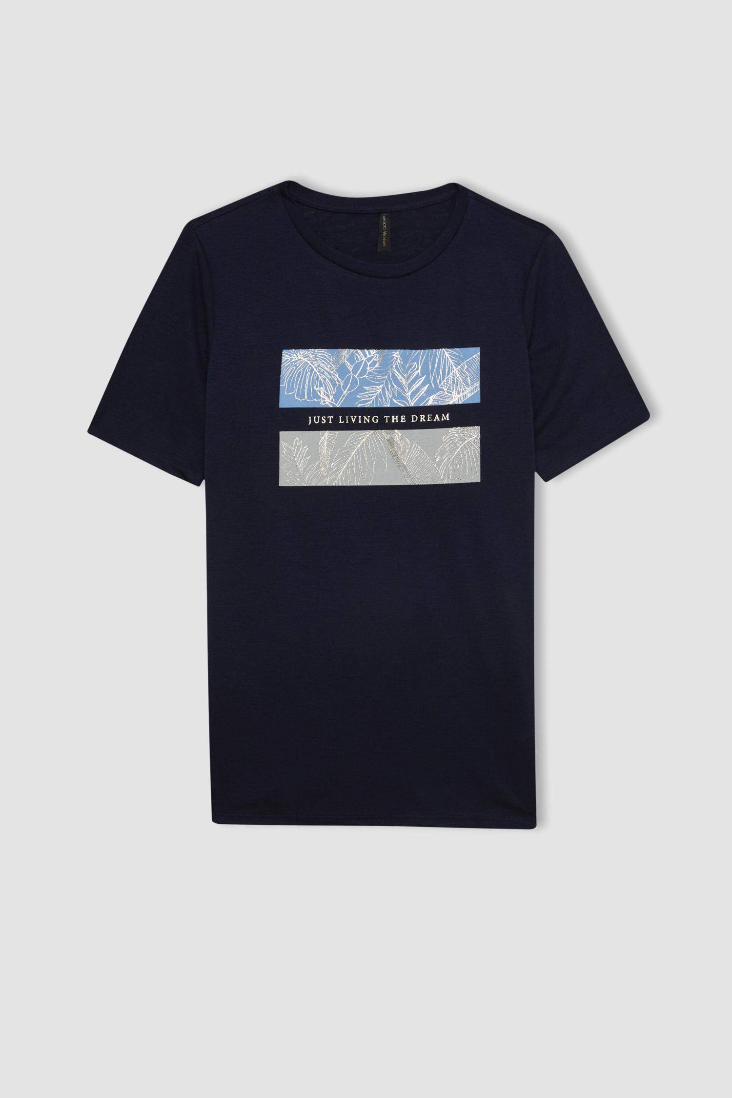 T-Shirt À Manches Courtes Coupe Régulière Col Ras Du Cou