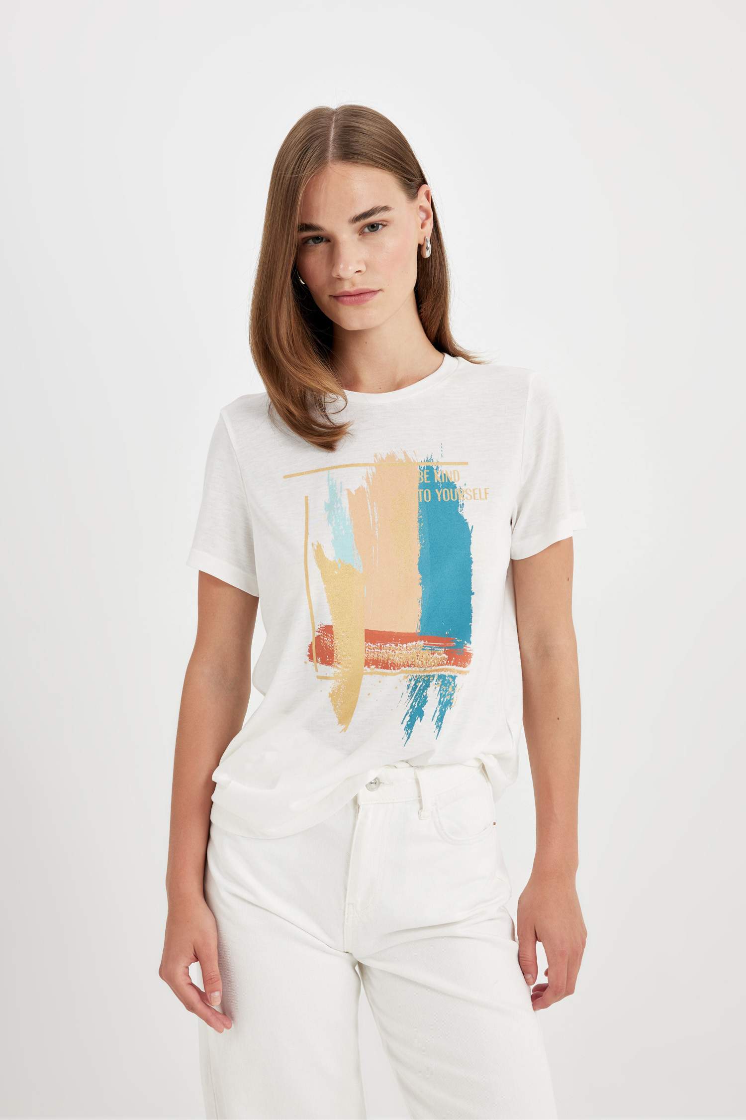 Regular Fit Crew Neck Printed Short Sleeve T-Shirt