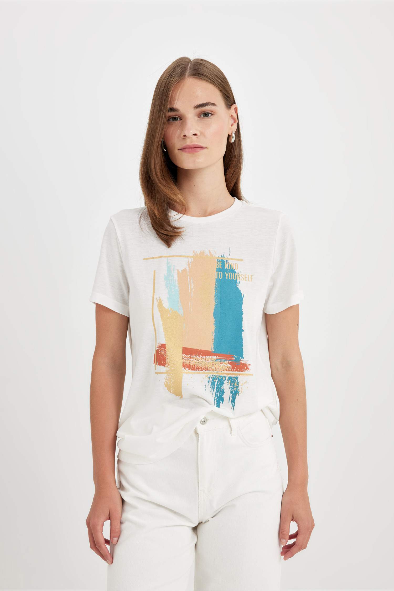 Regular Fit Crew Neck Printed Short Sleeve T-Shirt