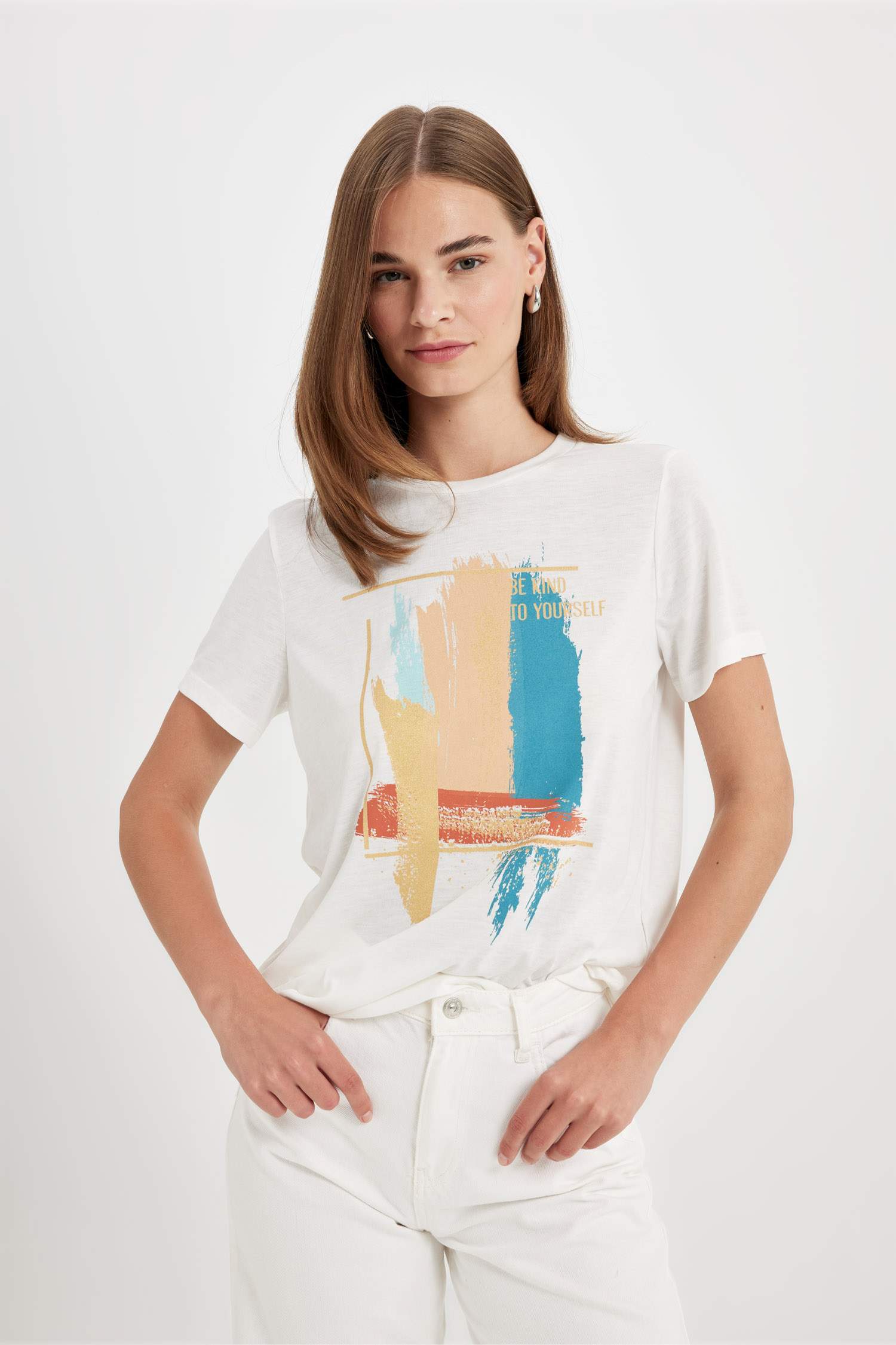 Regular Fit Crew Neck Printed Short Sleeve T-Shirt