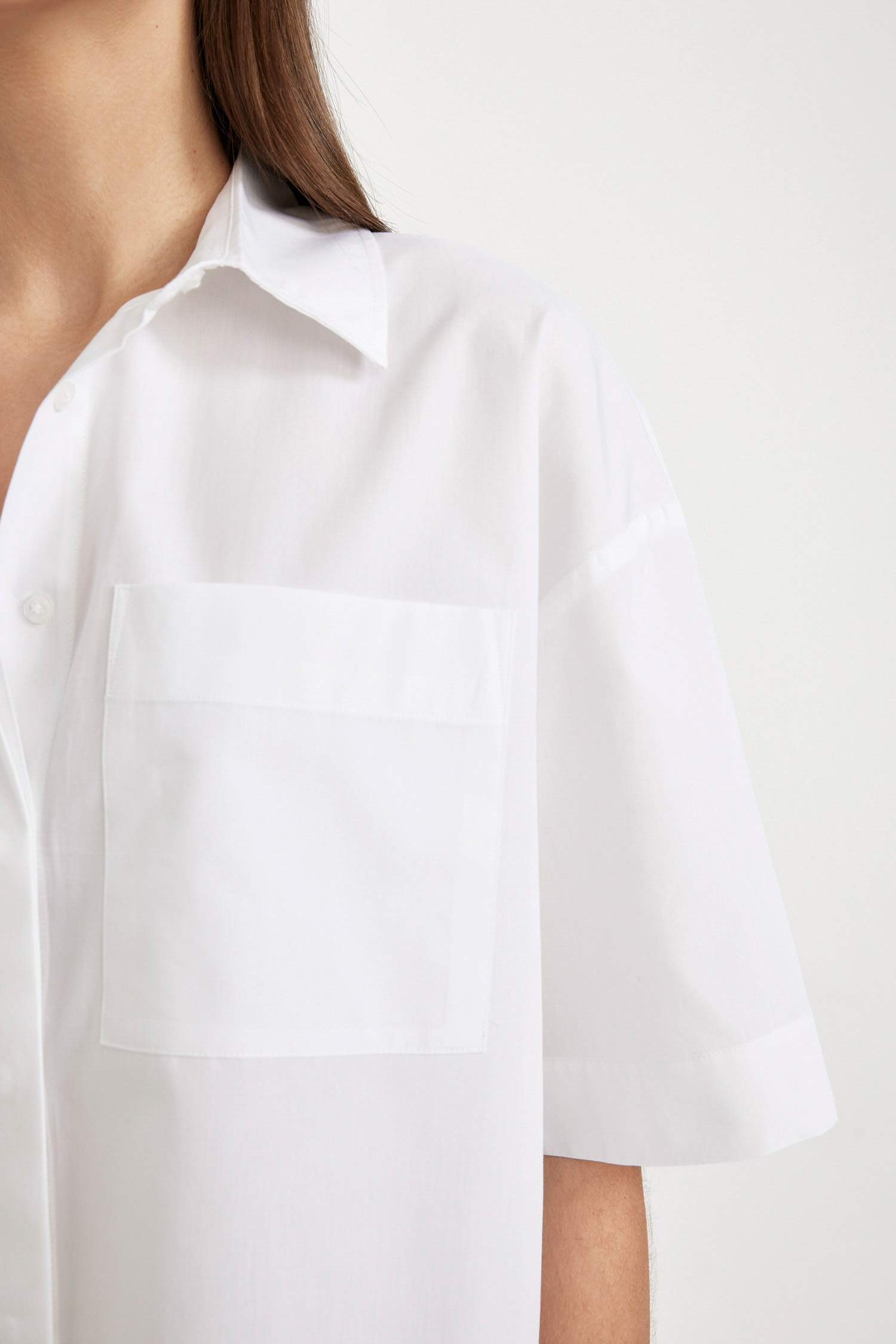 Crop Poplin Kısa Kollu Gömlek