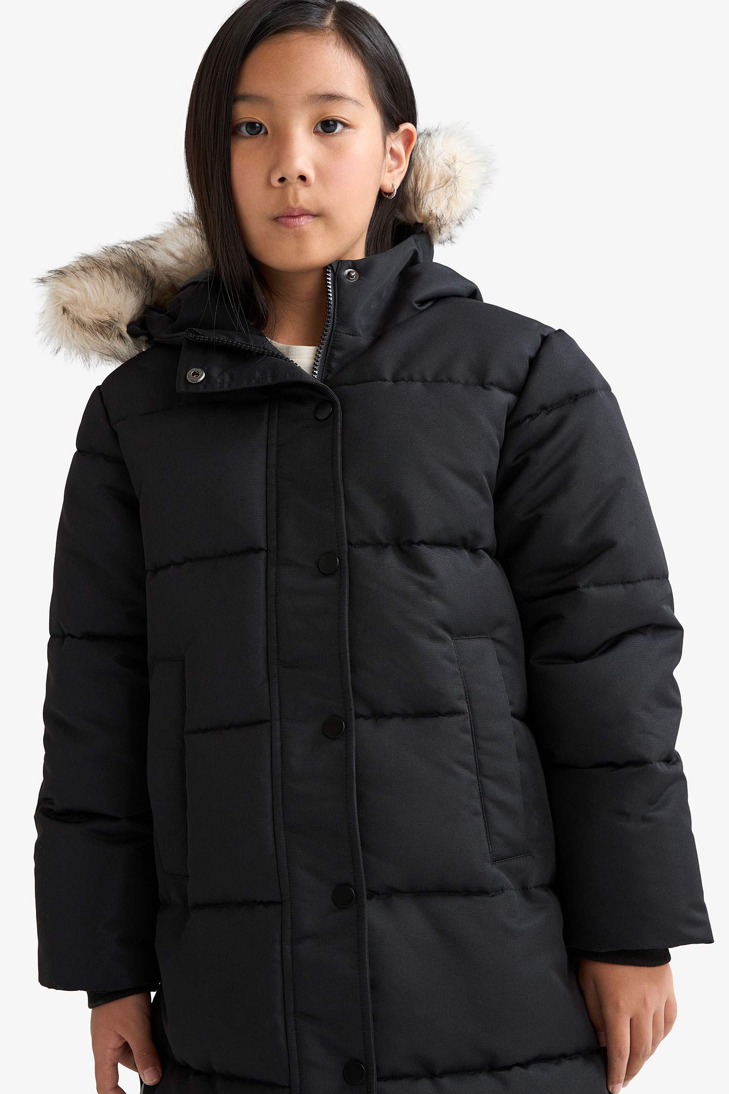 Black GIRLS TEENS Girl Hooded Zippered Puffer Jacket 3322271 DeFacto Black GIRLS TEENS Girl Hooded Zippered Puffer Jacket 3322271 DeFacto