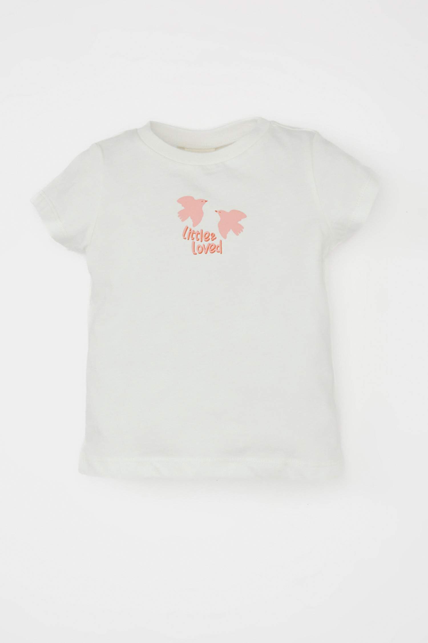 Kız Bebek 2'li Takım Çiçekli Penye Kısa Kollu Tişört Salopet