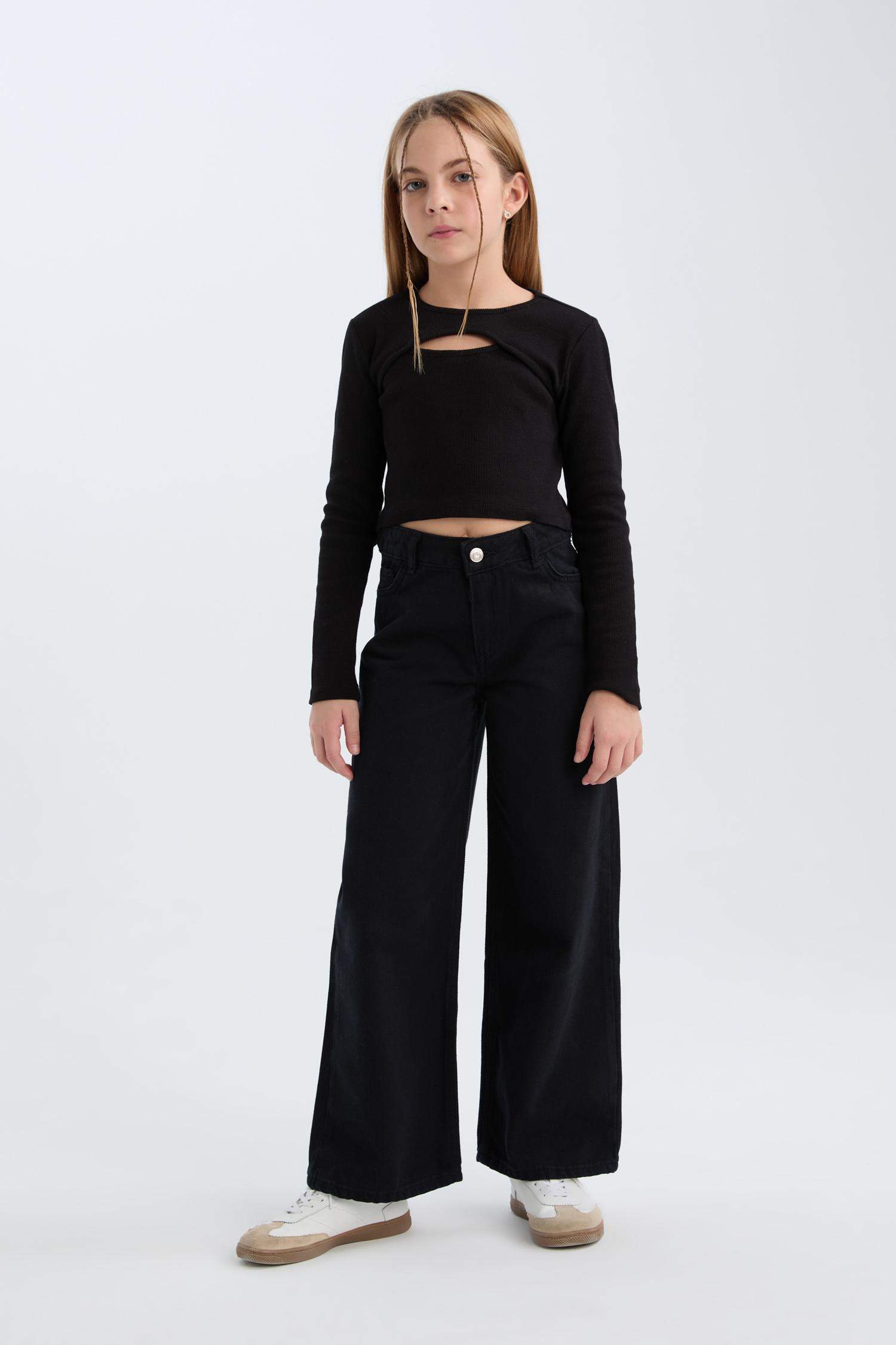 Girl Wide Leg Cotton Trousers