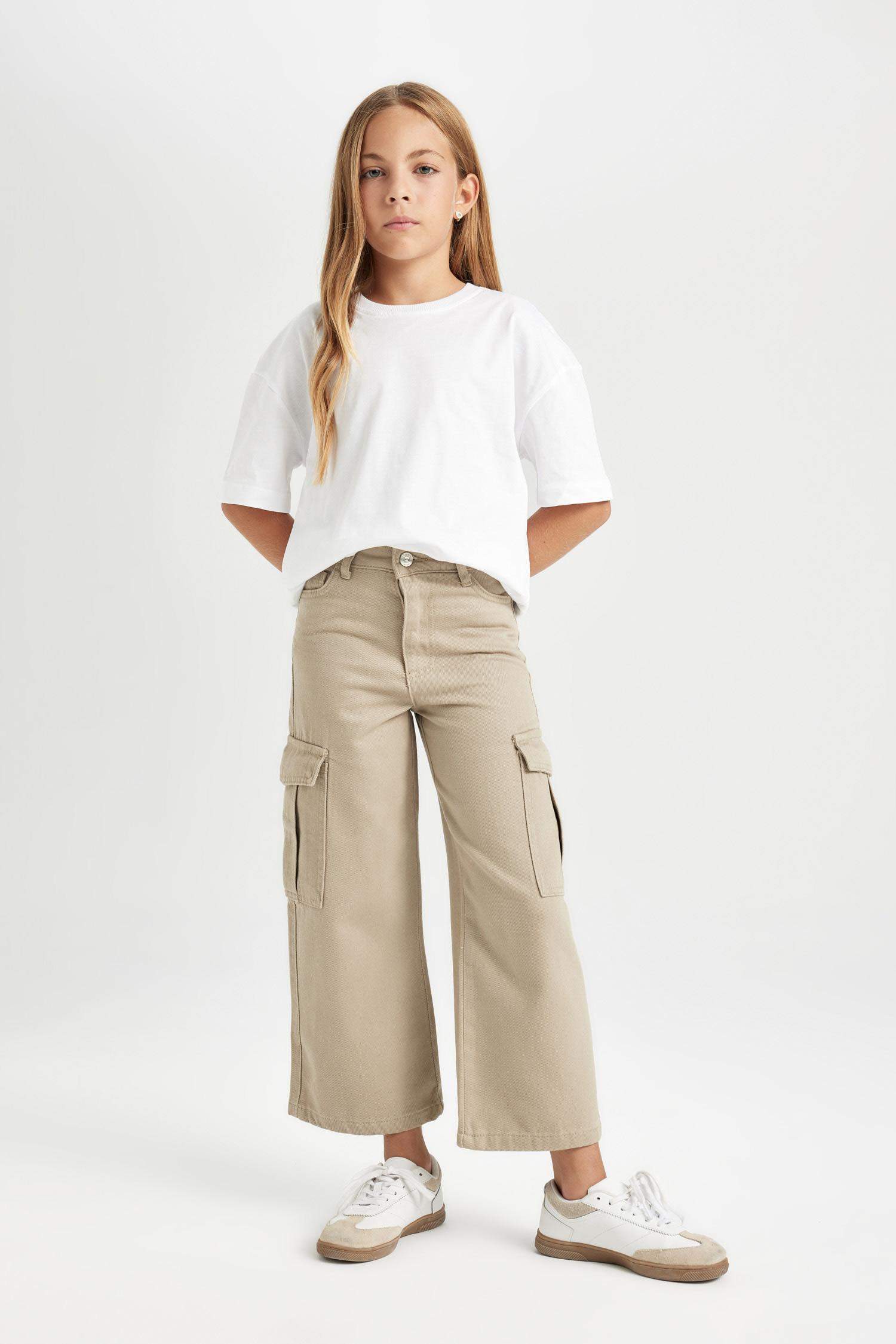 Pantalon Cargo en coton à jambes larges pour Fille