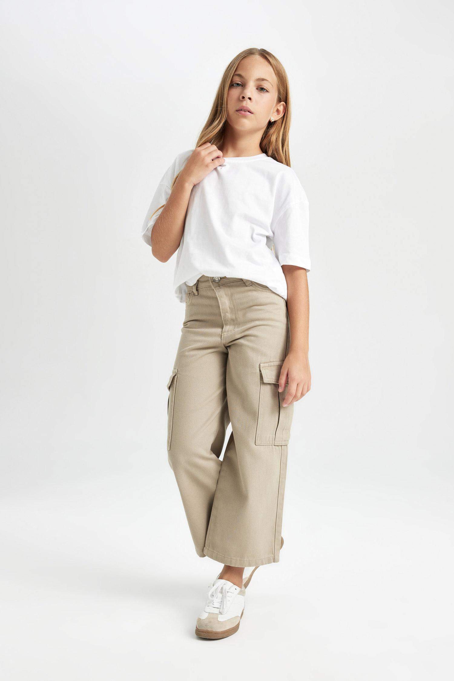 Pantalon Cargo en coton à jambes larges pour Fille