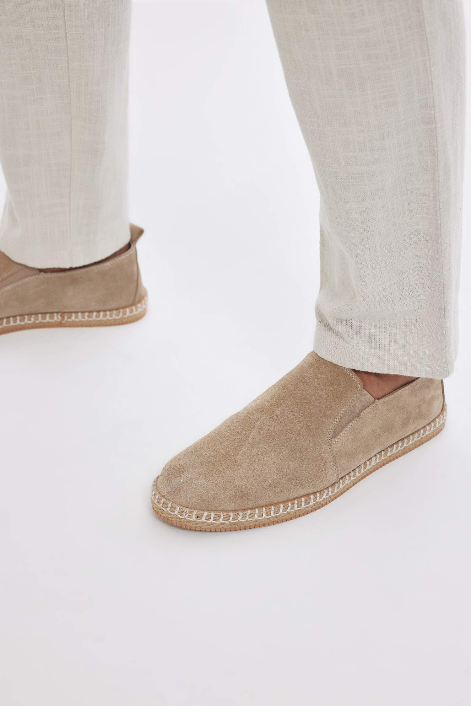 Erkek Düz Taban Deri Süet Espadril