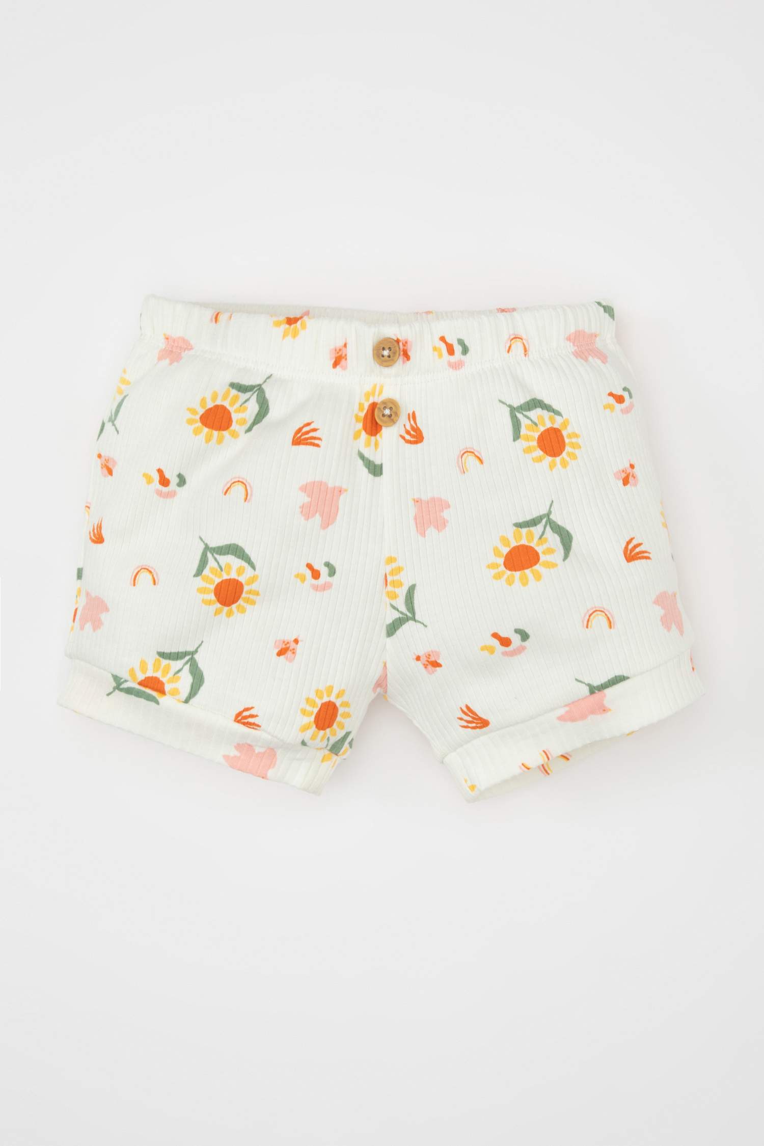 Baby Girl Ribbed Camisole Floral T-Shirt Shorts 2 Piece Set