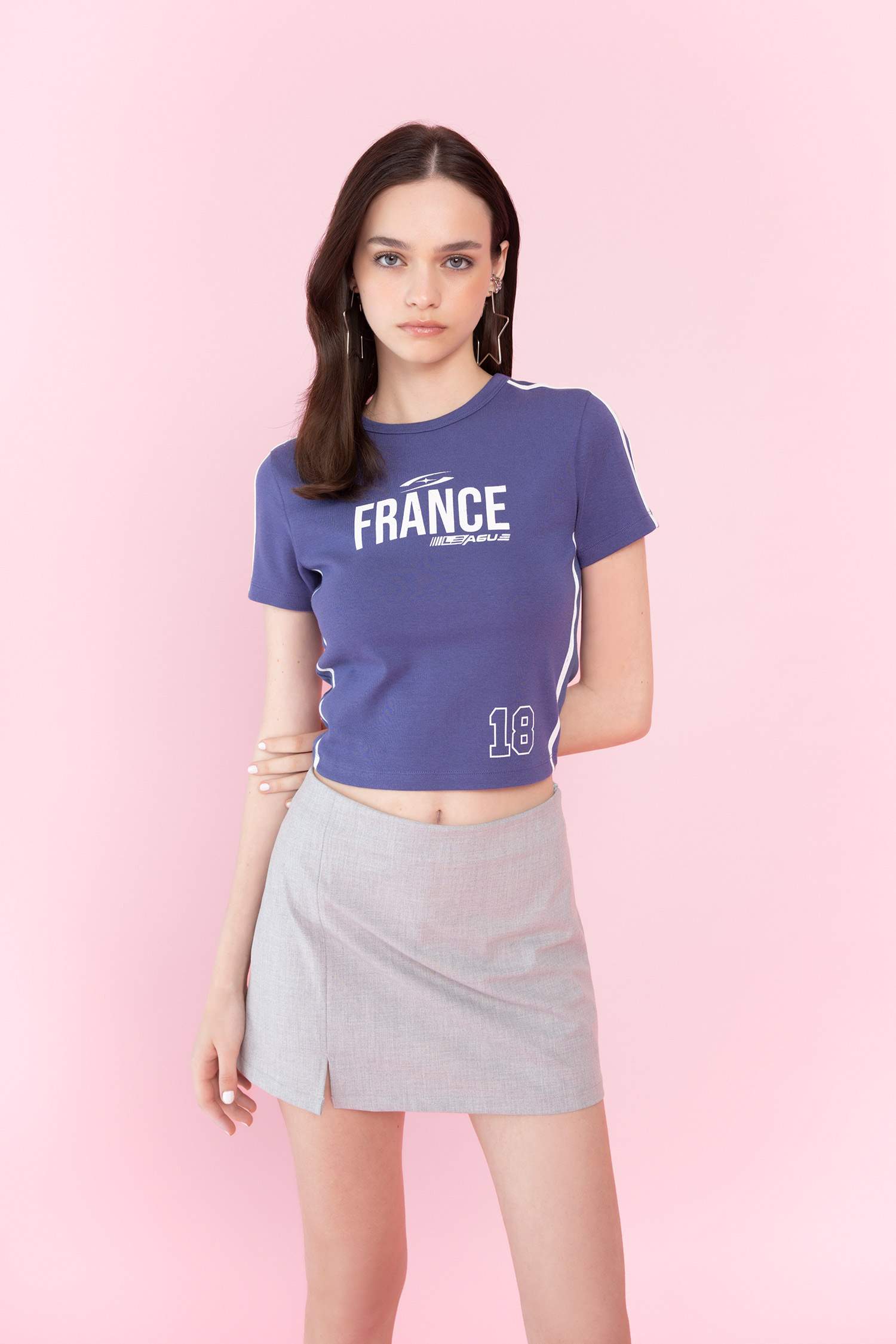 Fitted Crew Neck Printed Modal Short Sleeve T-Shirt