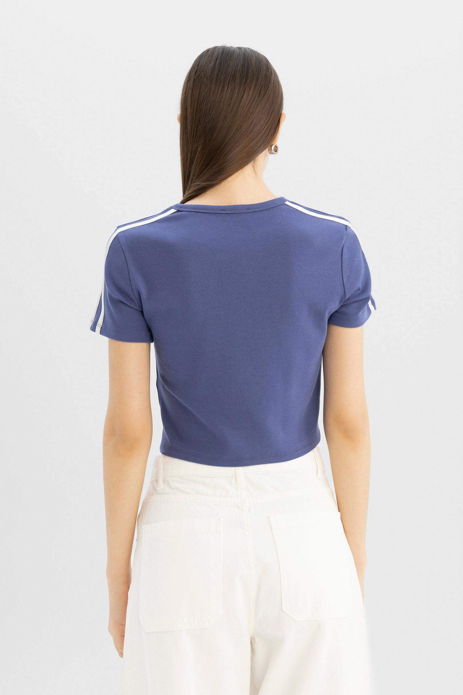 Fitted Crew Neck Printed Modal Short Sleeve T-Shirt