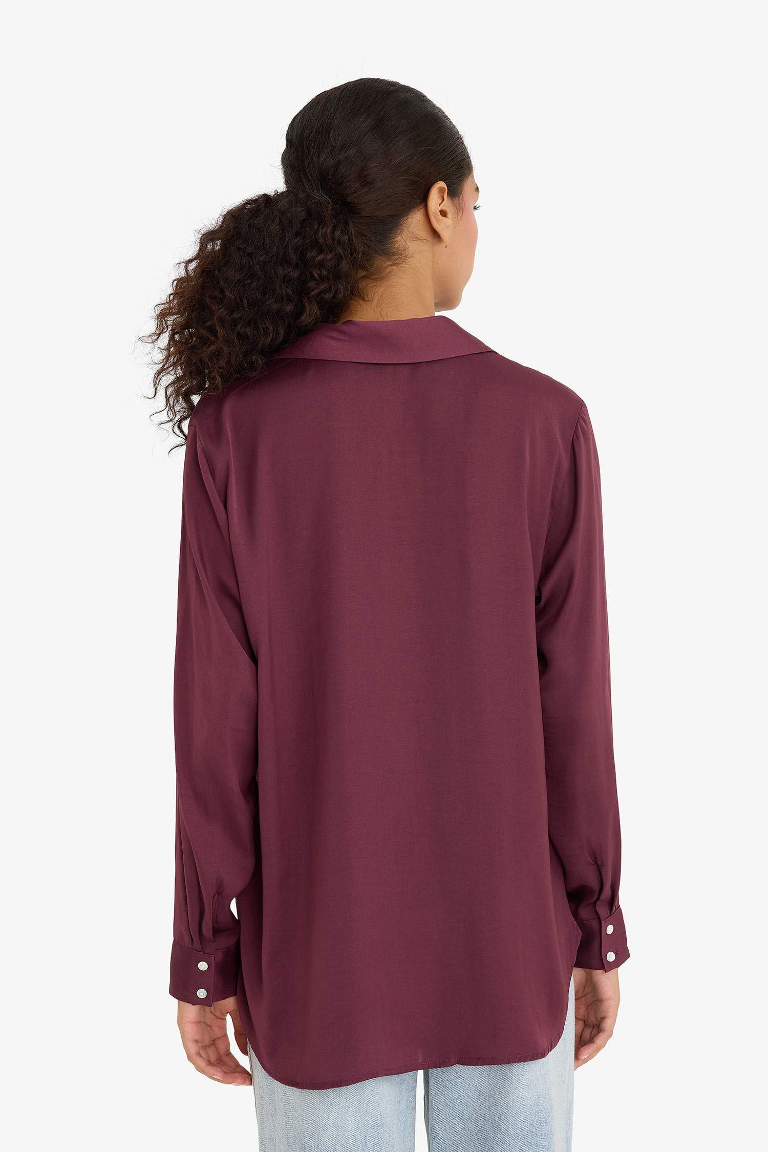 Regular Fit Long Sleeve Satin Shirt