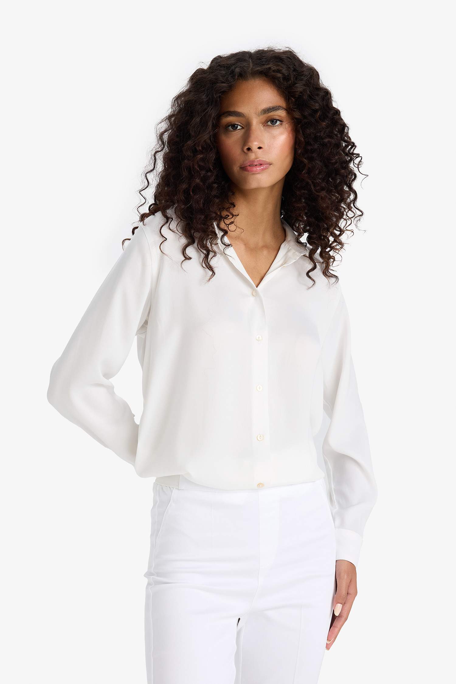 Regular Fit Long Sleeve Satin Shirt