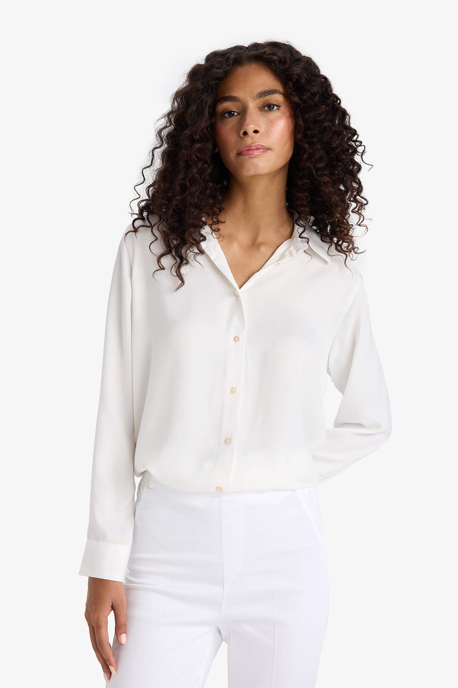 Regular Fit Long Sleeve Satin Shirt