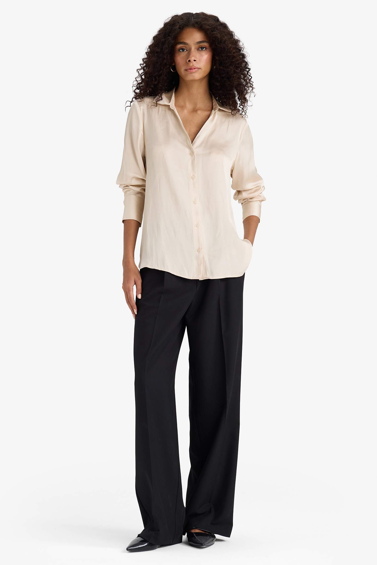 قميص ستان كم طويل مطبوع اوفر سايز