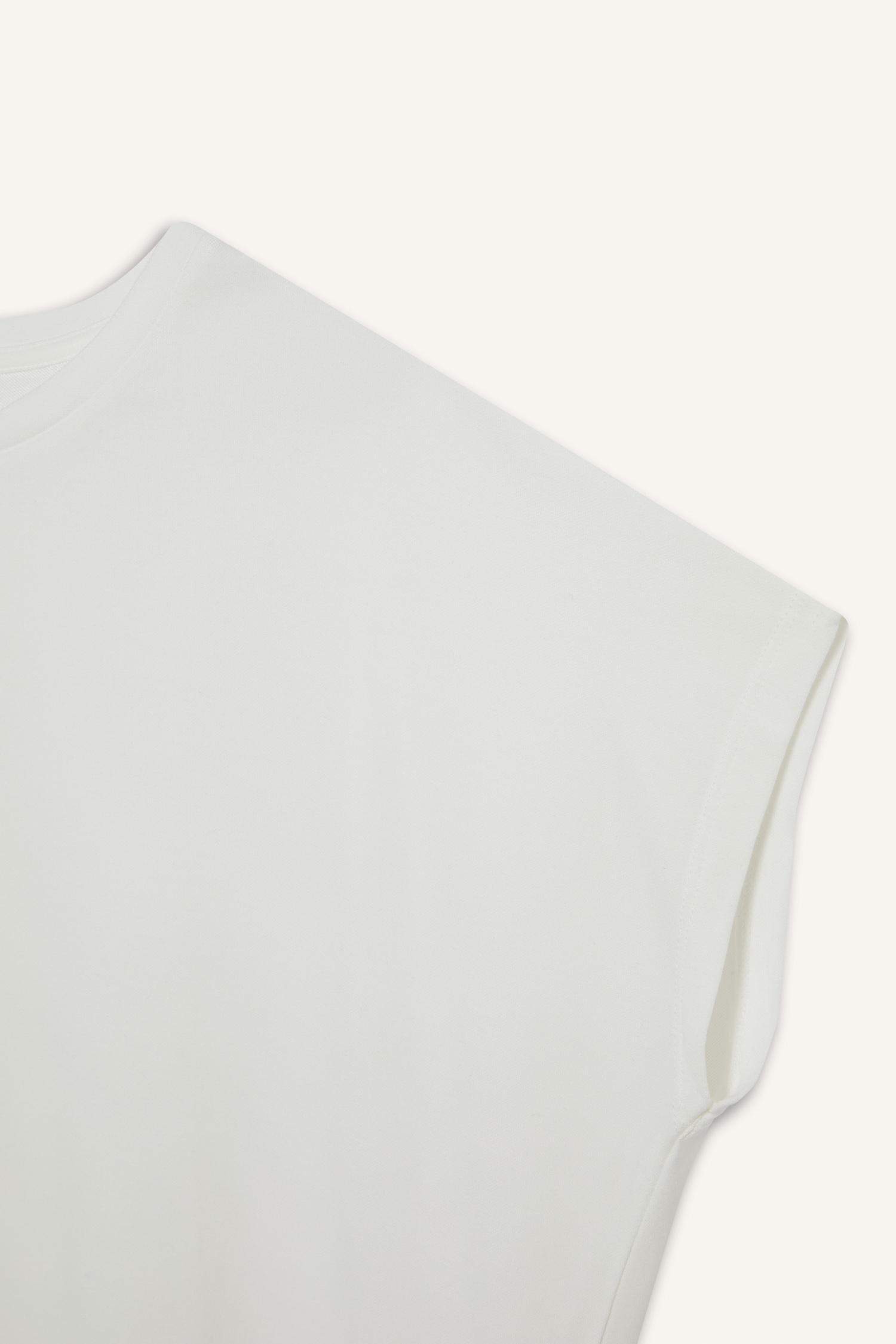 تيشيرت نص كم منسوج برقبة مستديرة