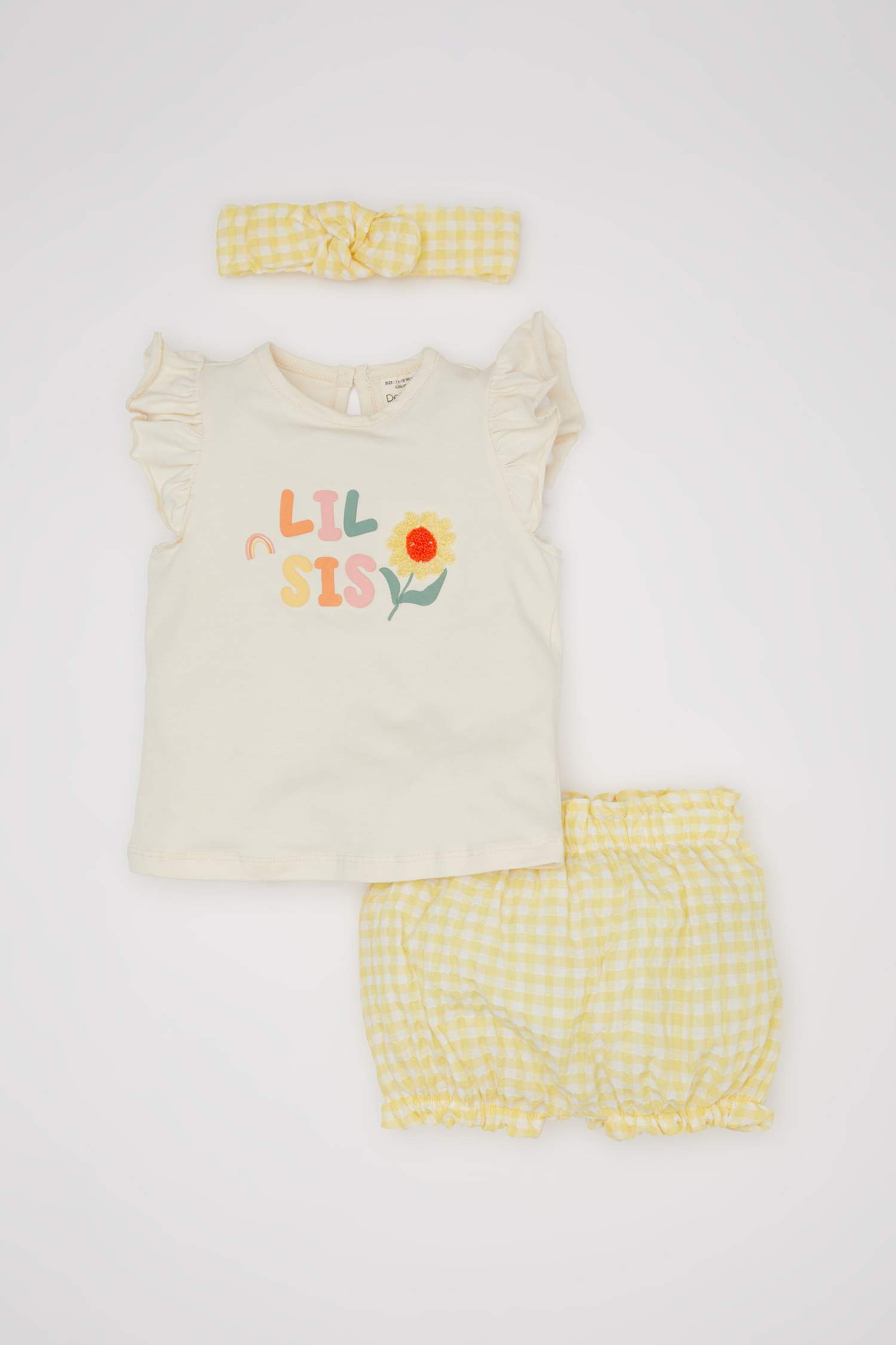 Baby Girl Printed Sleeveless T-Shirt Shorts Hair Band 3 Piece Set