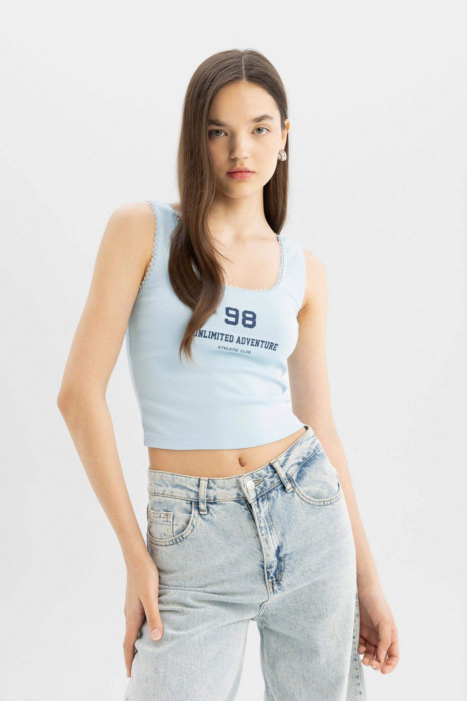 Débardeur Slim imprimé en Modal à Col en U