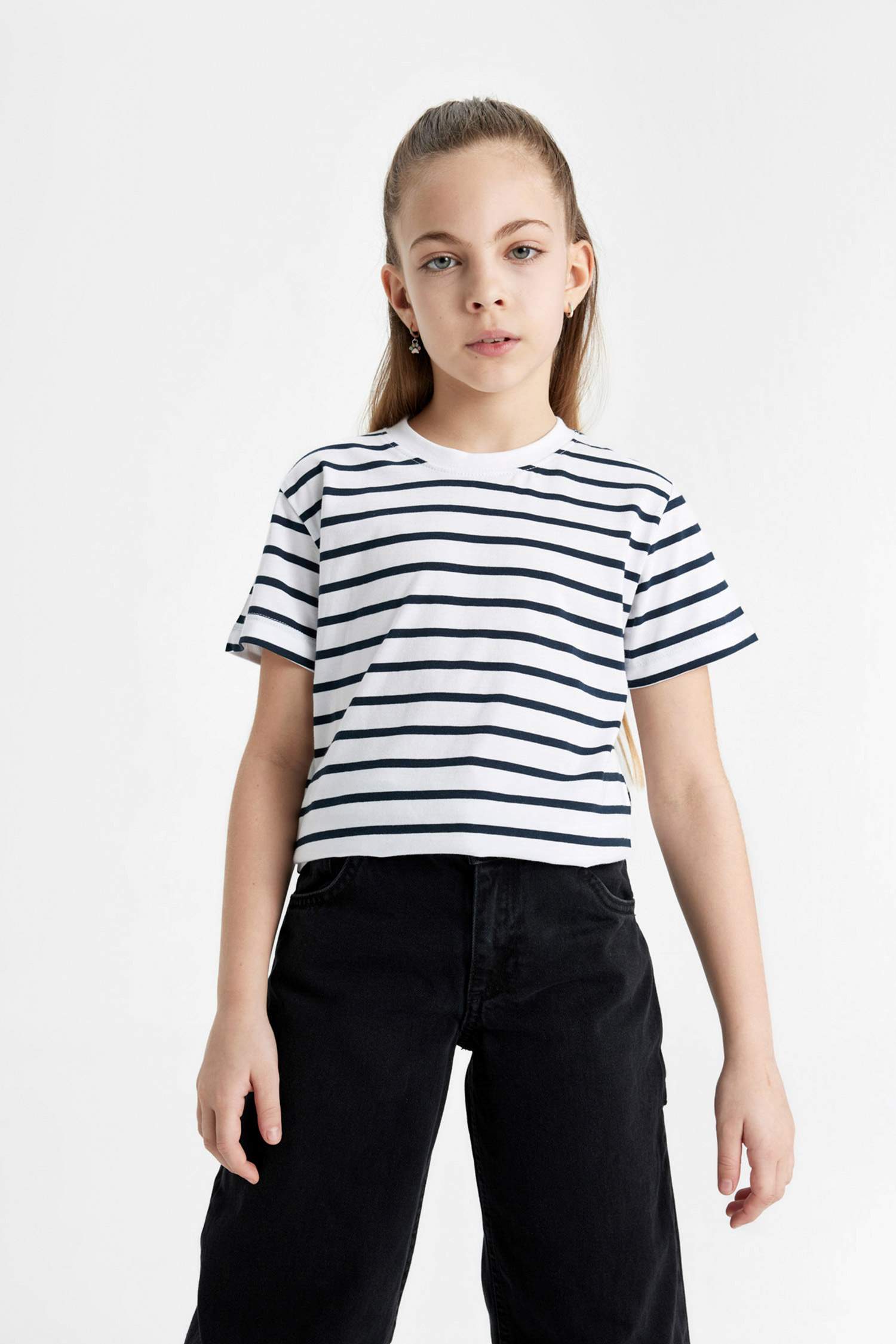 Girl Striped Short Sleeve T-Shirt