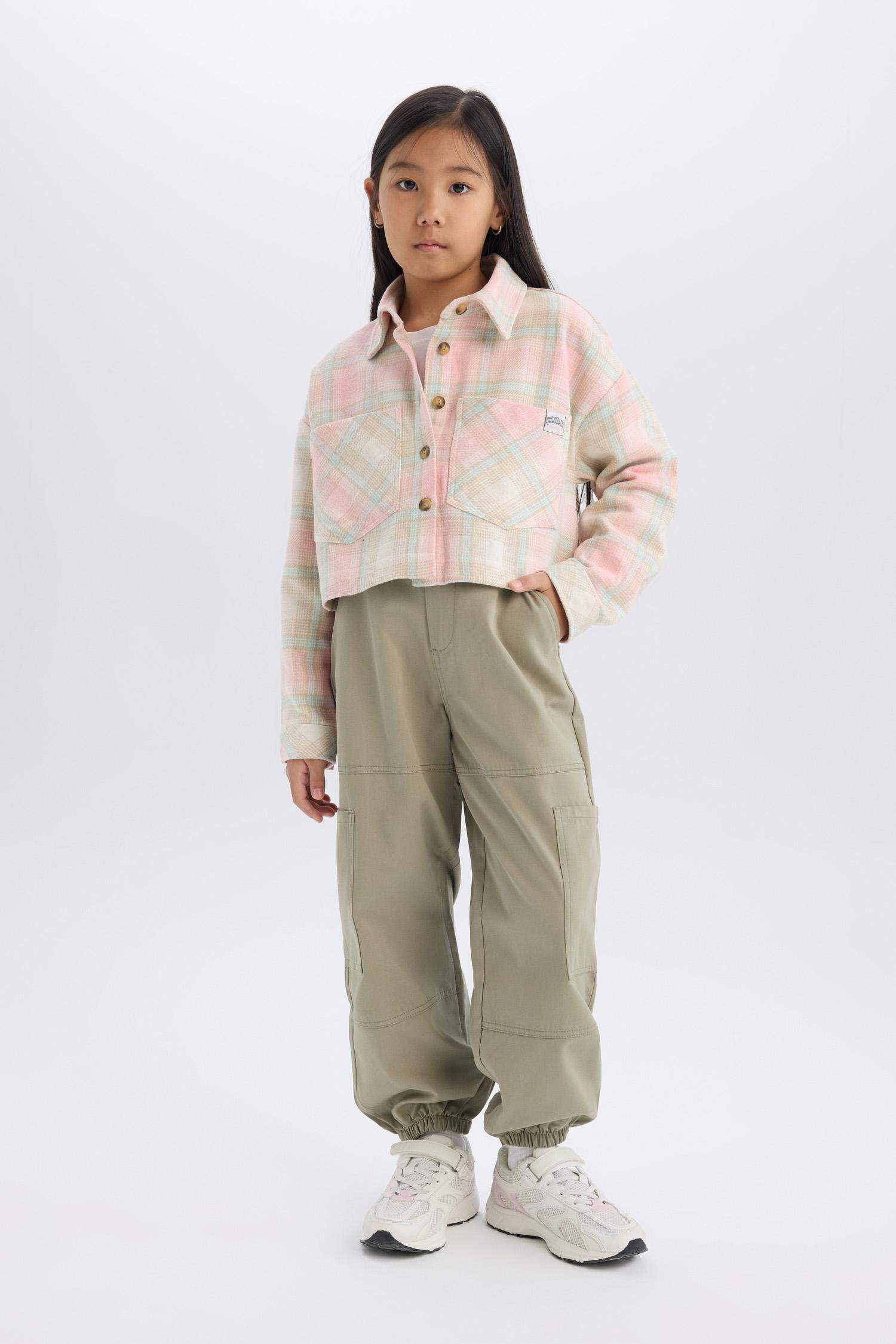 Girl Parachute Cotton Cargo Pants