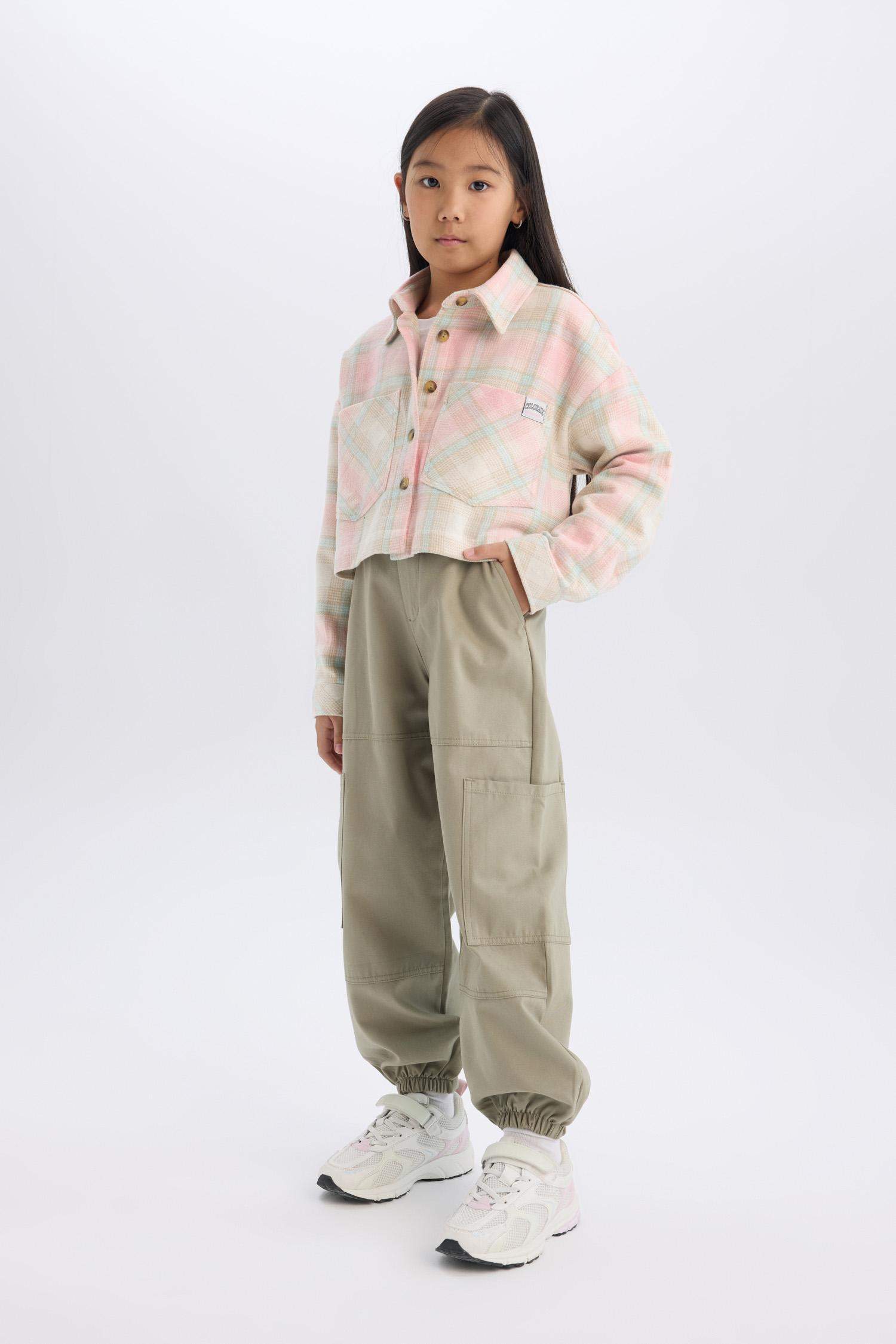 Girl Parachute Cotton Cargo Pants