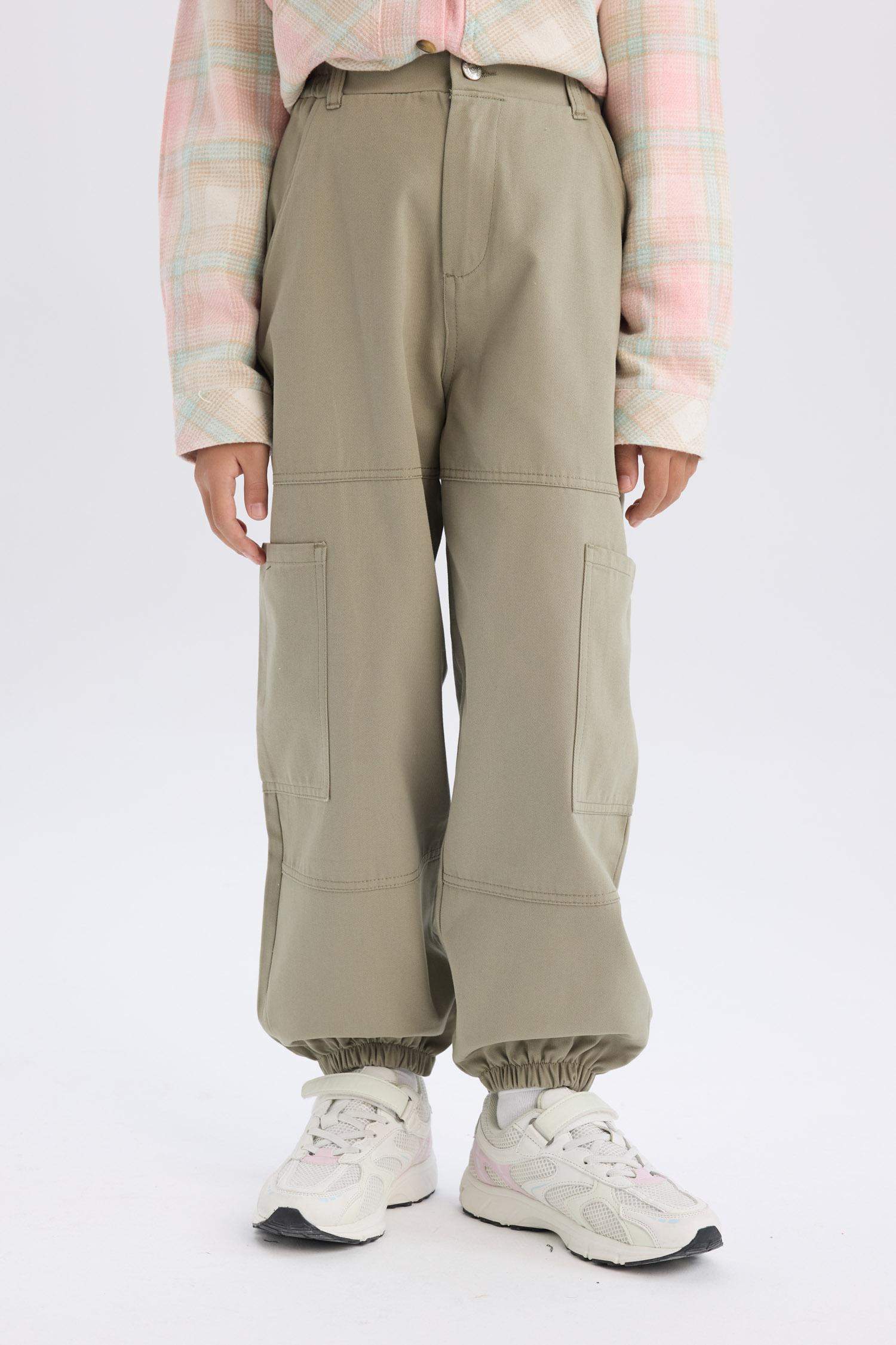 Girl Parachute Cotton Cargo Pants
