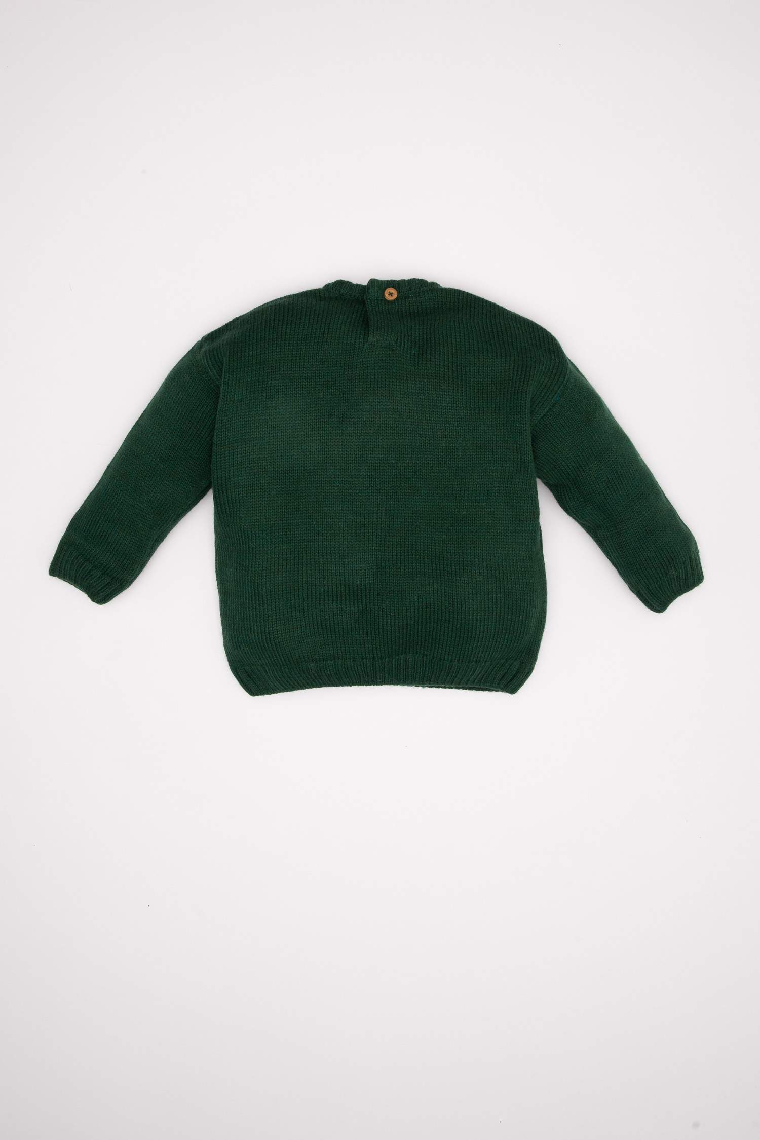 Erkek Bebek Bisiklet Yaka Baskılı Triko Kazak