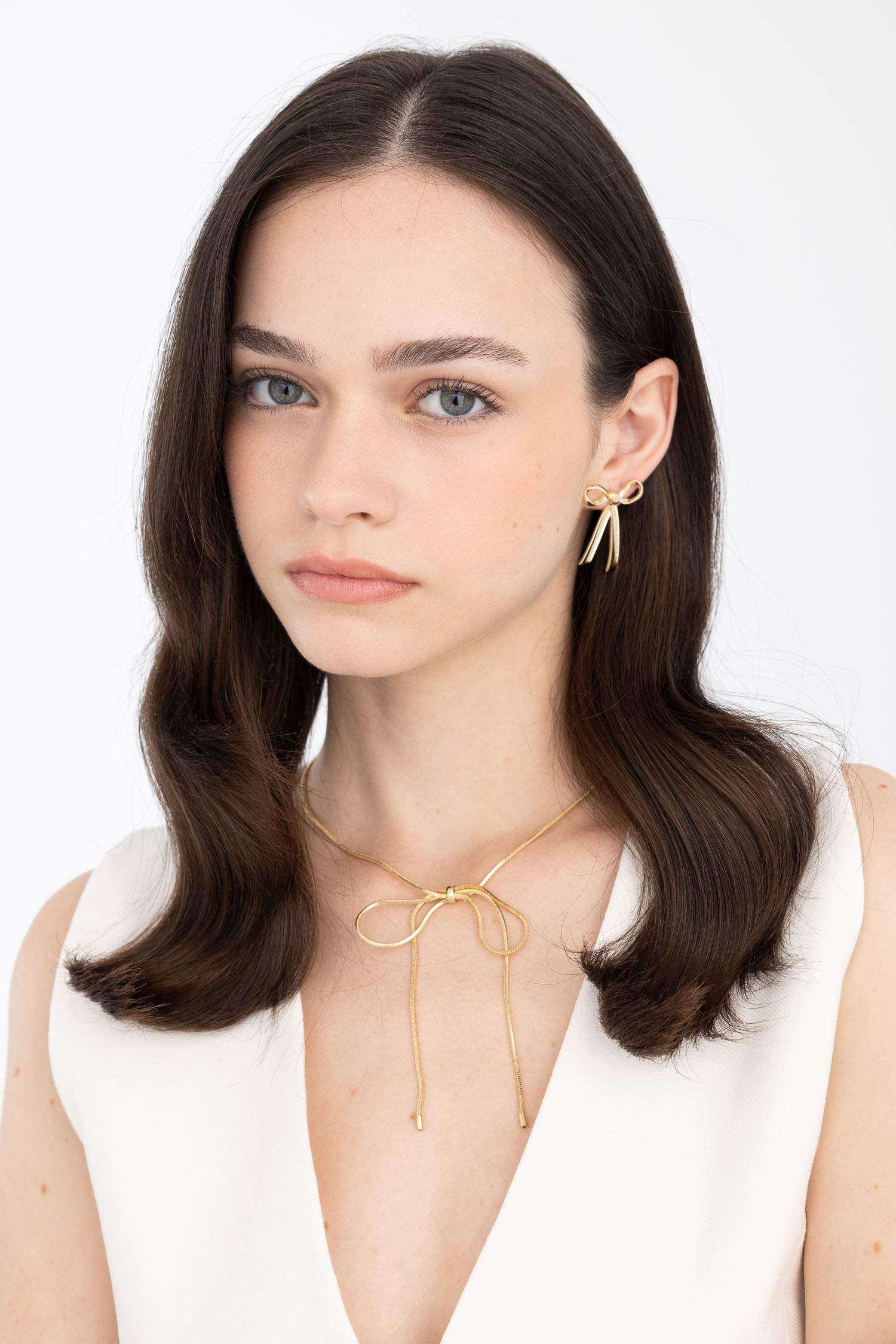 Woman Bowknot Gold Necklace