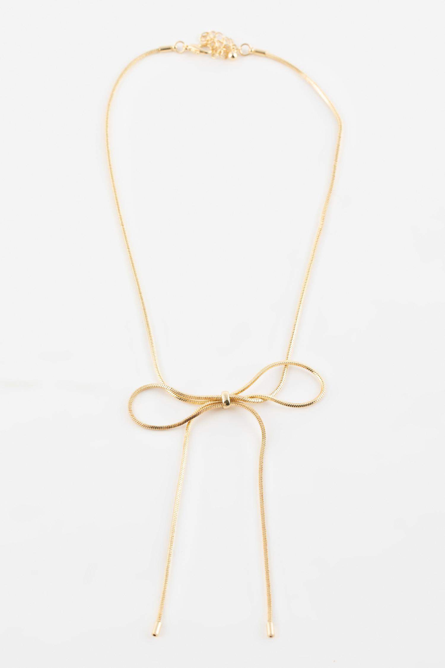 Woman Bowknot Gold Necklace