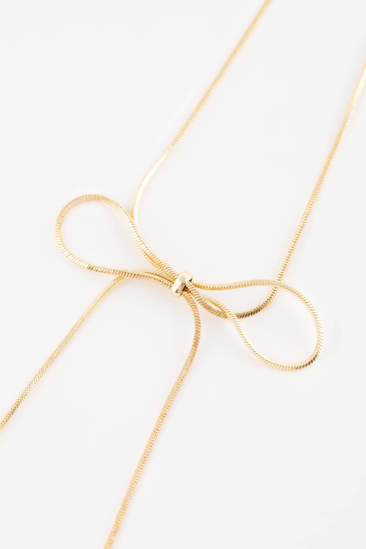Woman Bowknot Gold Necklace