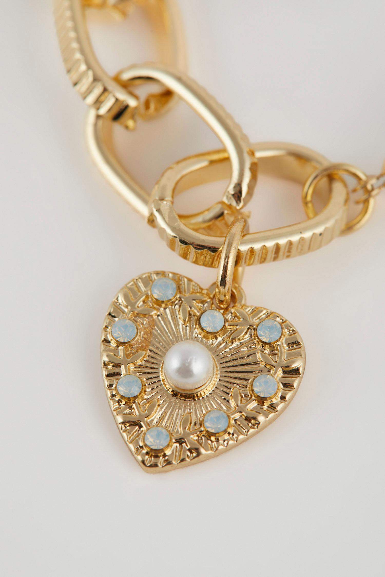 Bracelet doré avec perles et cœur pour femme