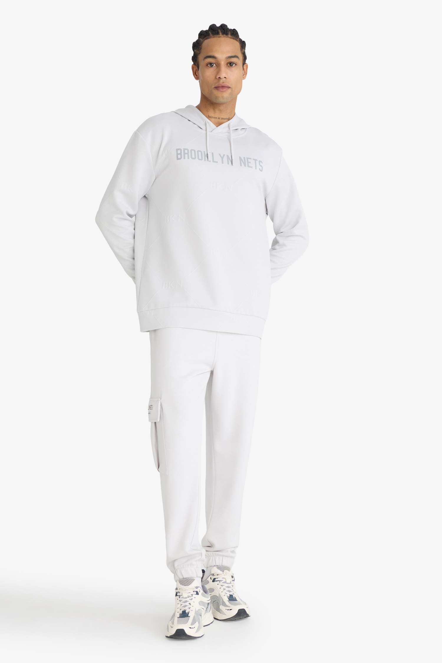 DeFactoFit NBA Brooklyn Nets Standart Fit Kapüşonlu Jakarlı Sweatshirt