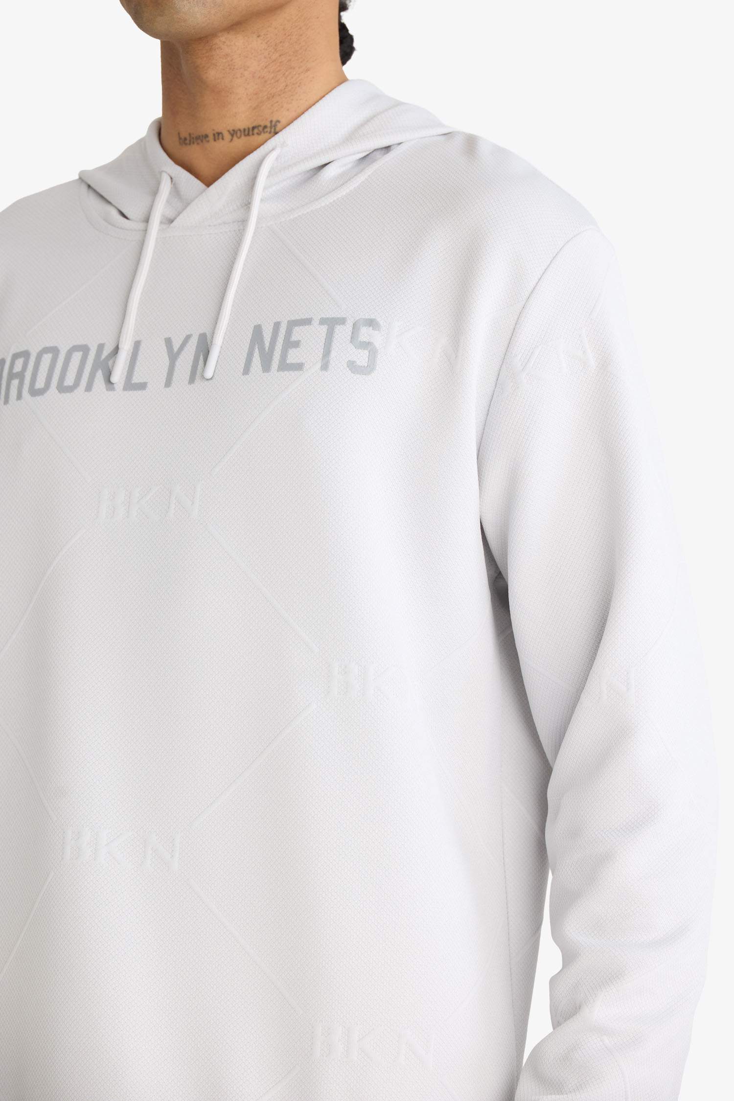 DeFactoFit NBA Brooklyn Nets Standart Fit Kapüşonlu Jakarlı Sweatshirt