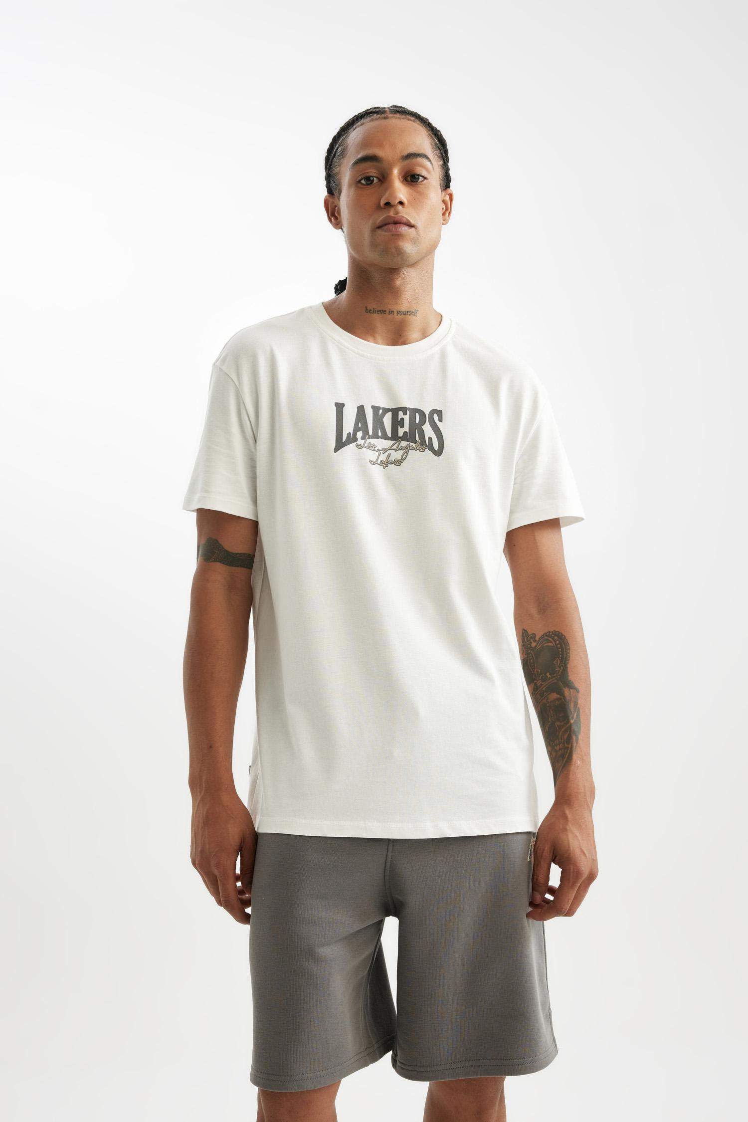 تيشيرت قصة عادية برقبة مستديرة من لوس أنجلوس ليكرز