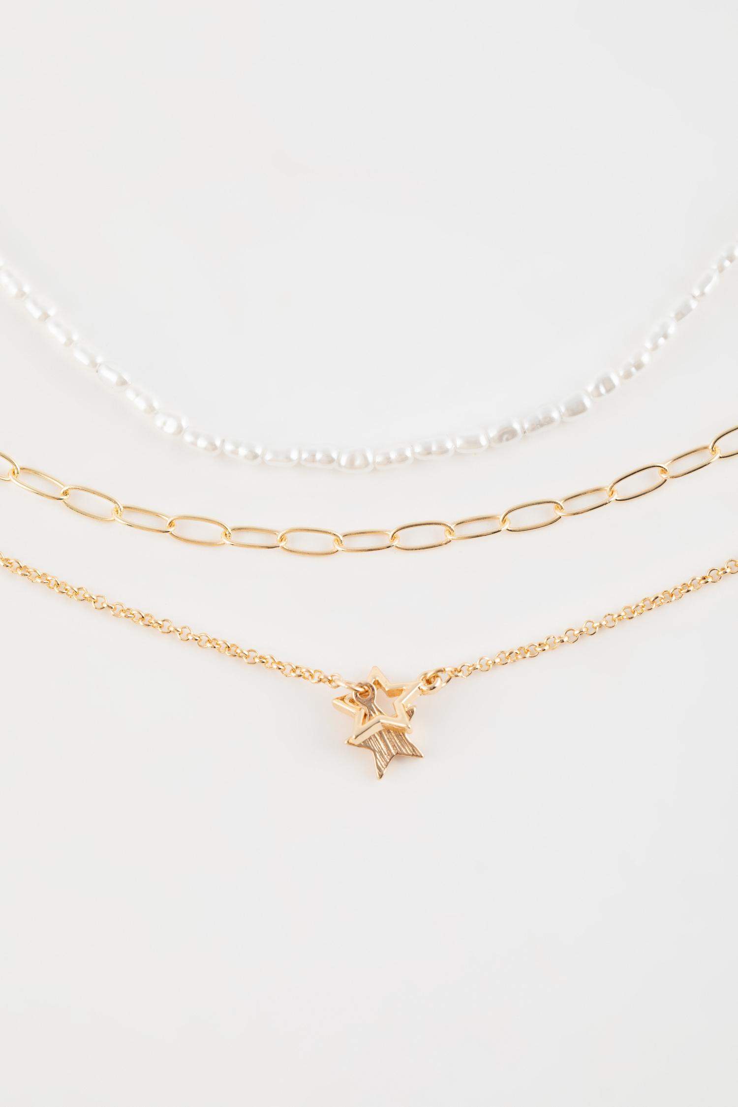 Kadın 3'lü Yıldız ve İncili Kolye