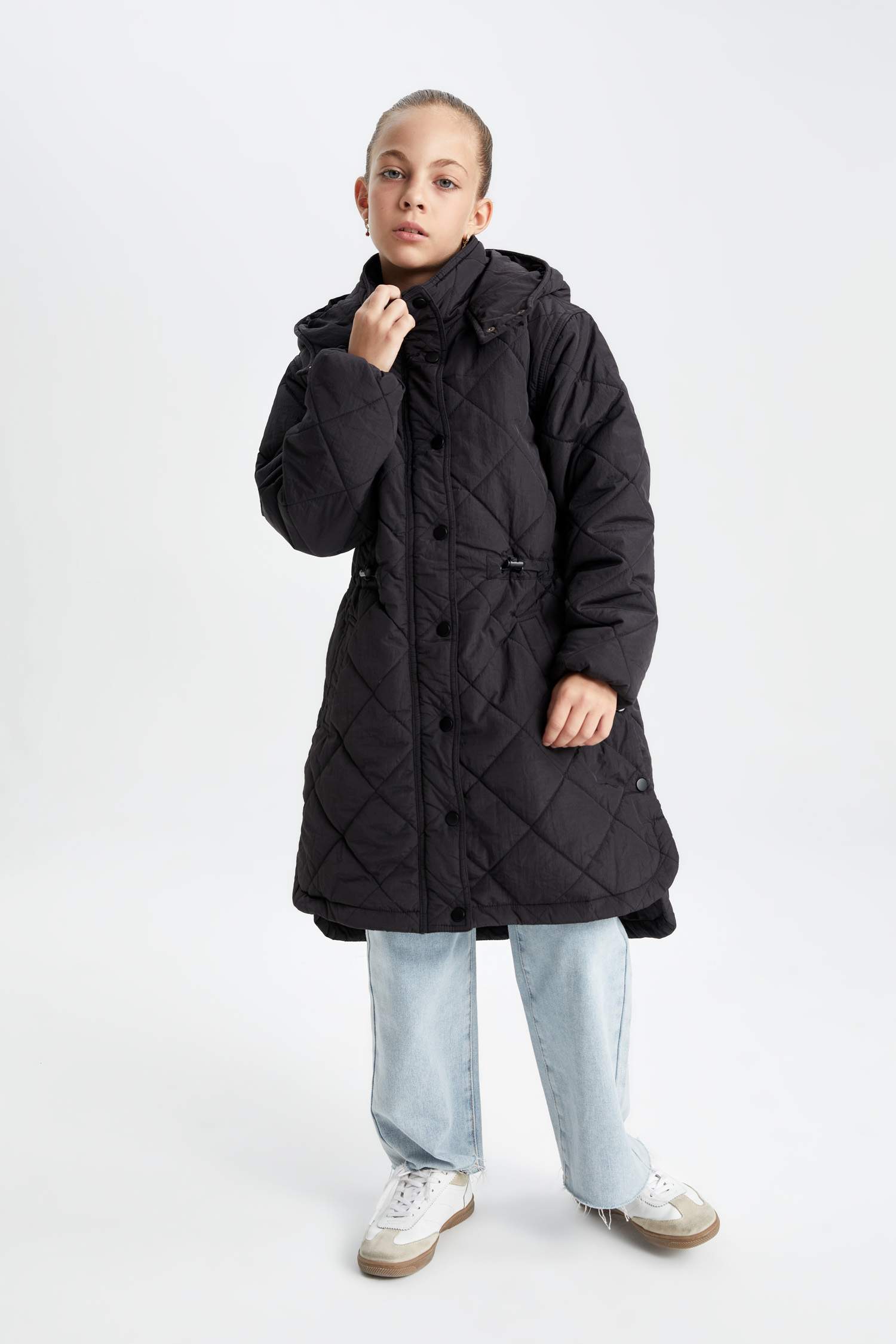 Girl Waterproof Hooded Long Puffer Jacket