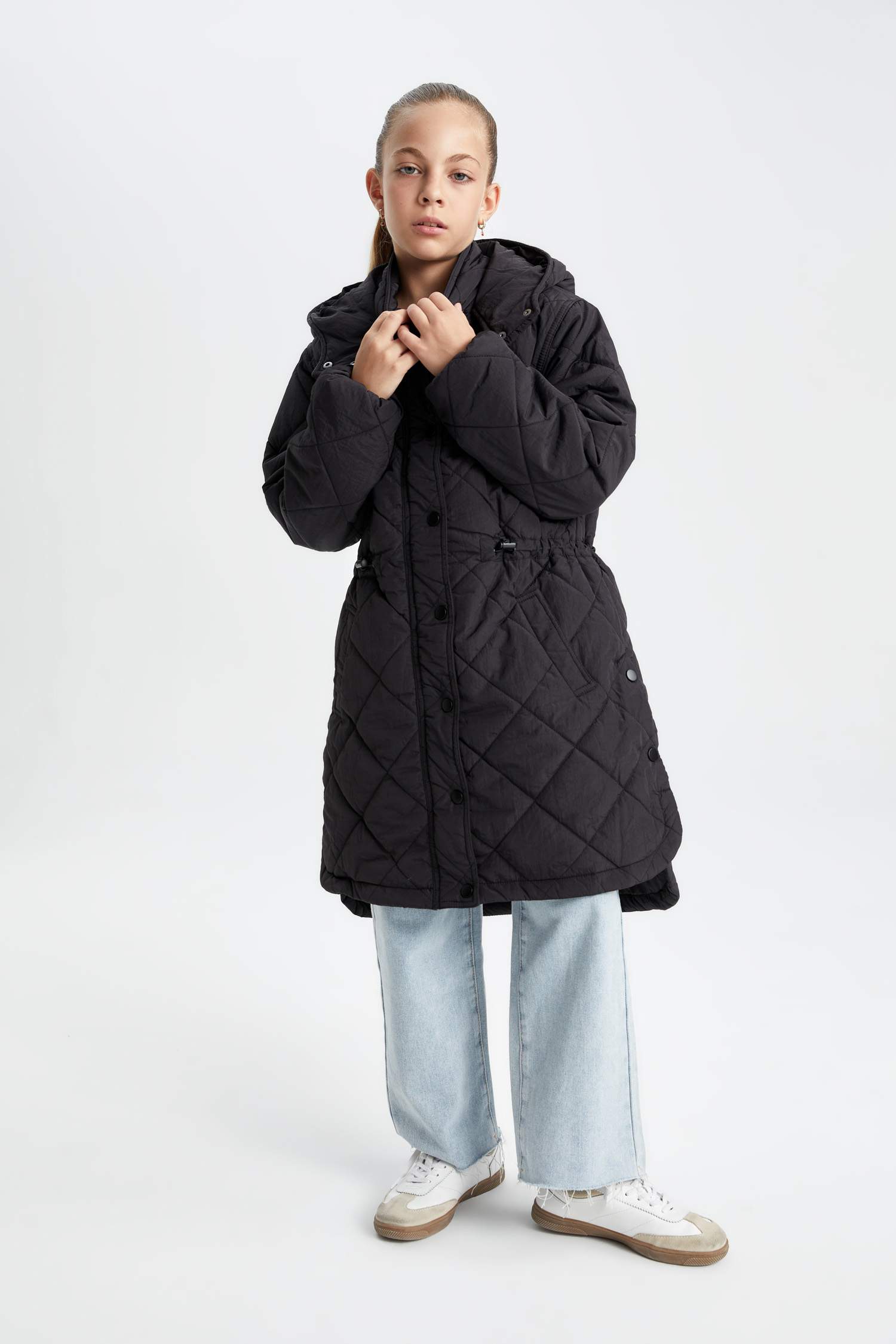 Girl Waterproof Hooded Long Puffer Jacket